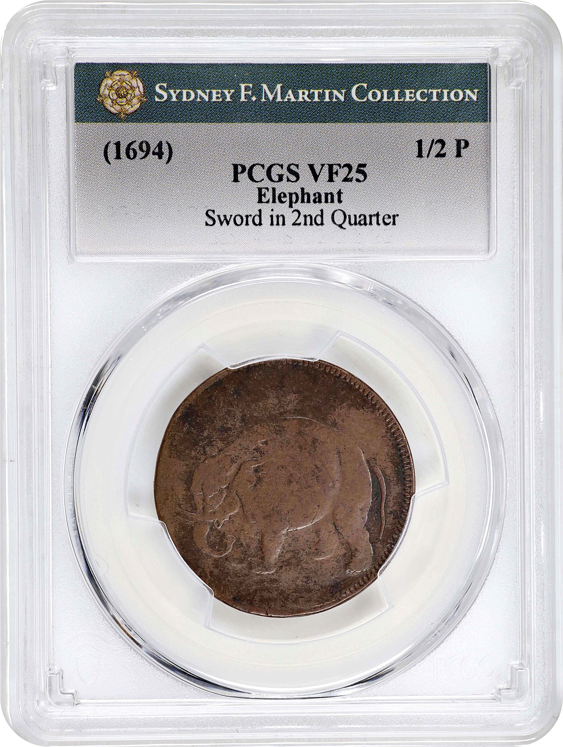 (1694) 1/2 P Elephant, LONDON, Sword in 2nd Quarter MS BN VF20 BN thumbnail 7