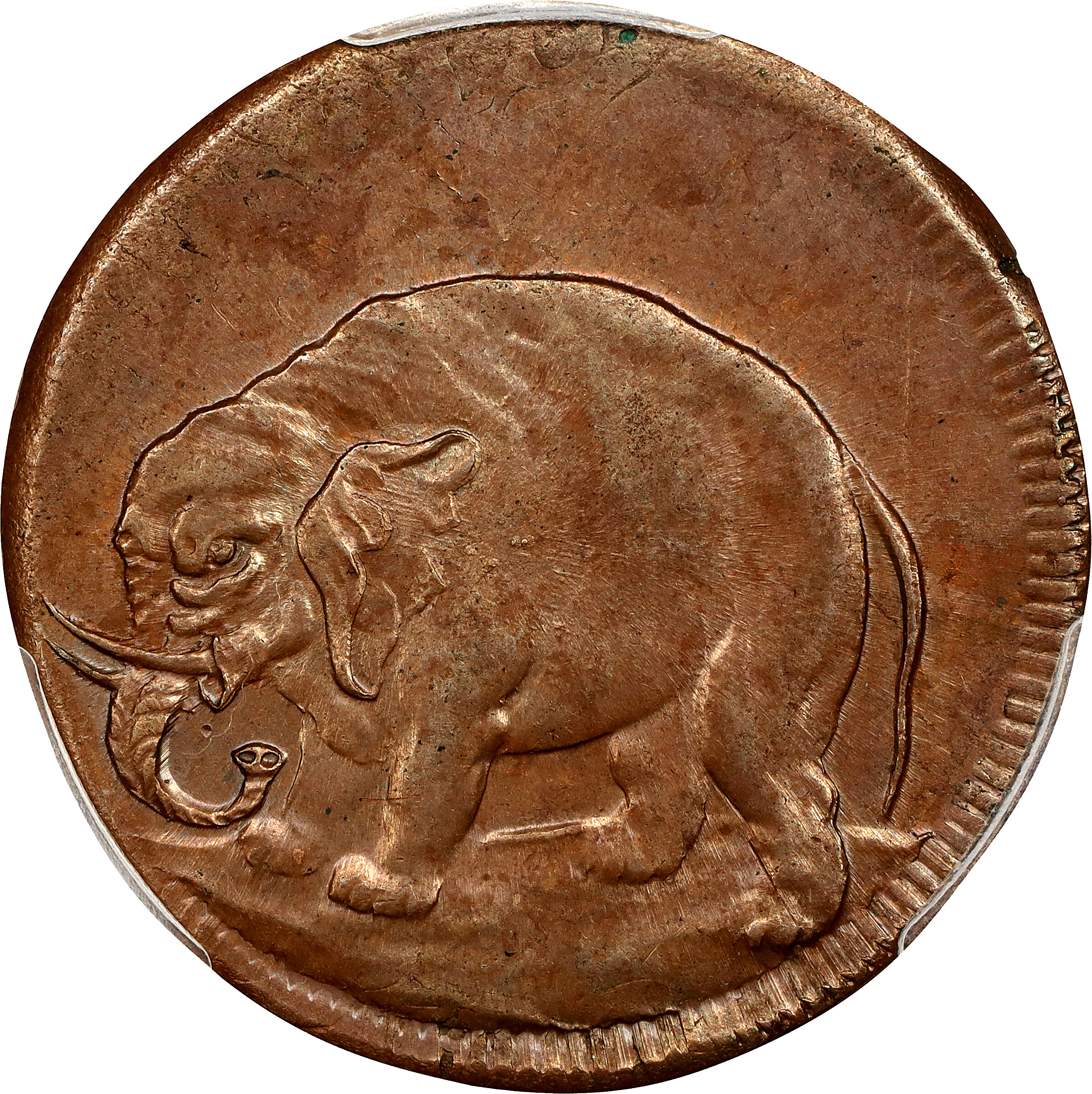 Undated (ca. 1694) London Elephant Token. Hodder 2-B, W-12040, Breen-188. Rarity-5. GOD PRESERVE LONDON. Thin Planchet. MS-63 BN (PCGS).