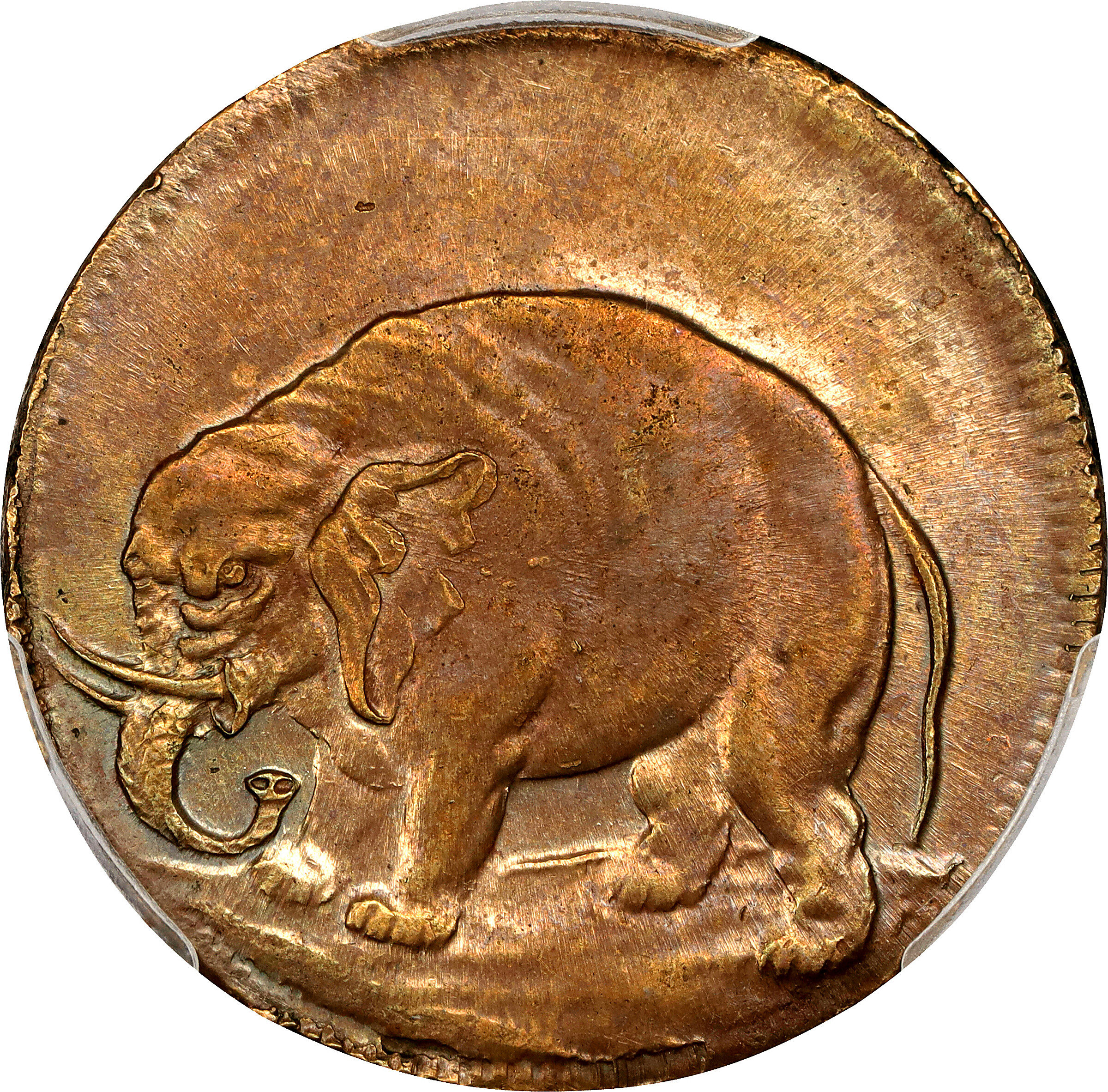 Undated (ca. 1694) London Elephant Token. Hodder 2-B, W-12040, Breen-188. Rarity-5. GOD PRESERVE LONDON. Thin Planchet. MS-63 BN (PCGS).