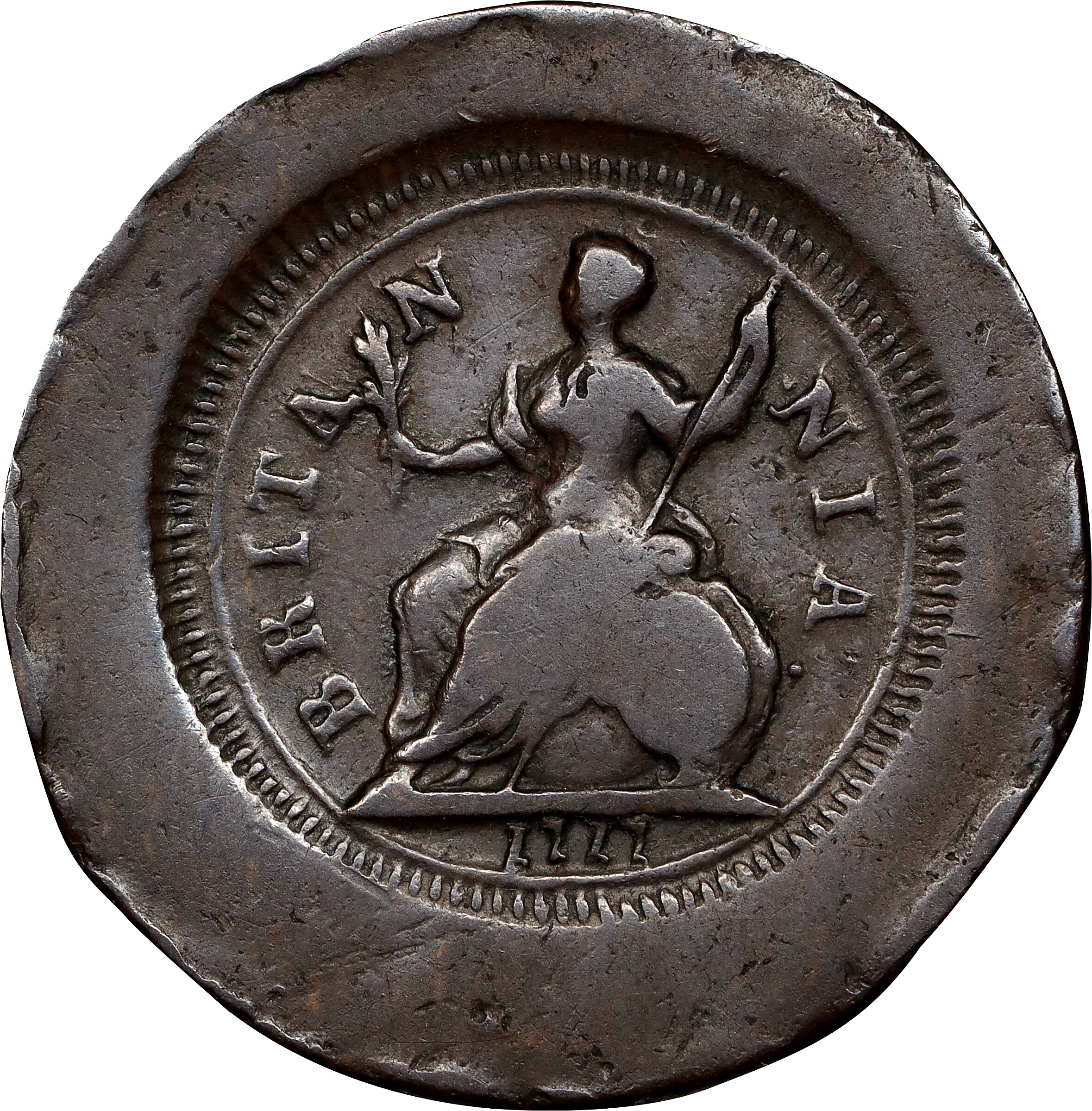 (1694) 1/2 P Elephant, LONDON, Thick Planchet MS BN F15 BN thumbnail 2