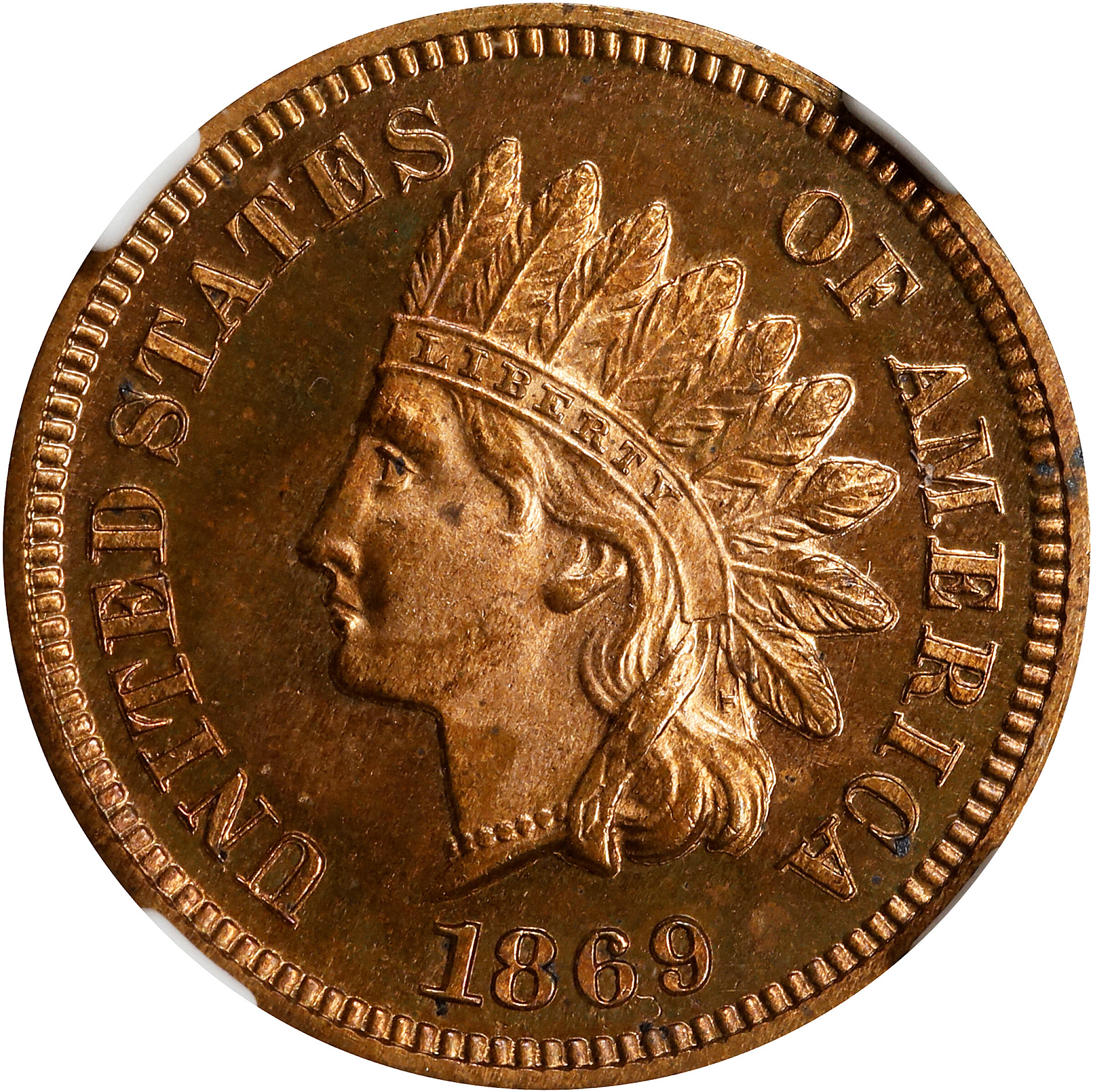 1869 Indian Cent. Proof-65 RB Cameo (NGC).