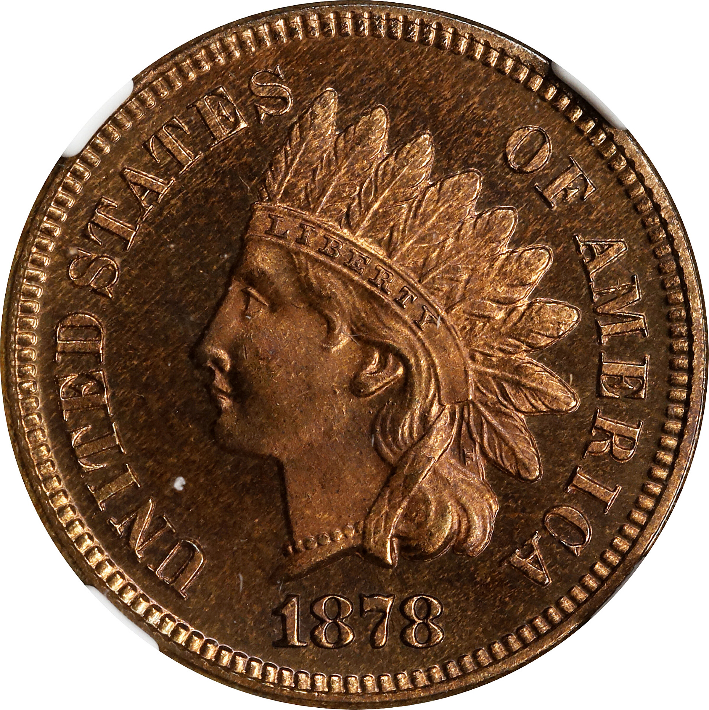 1878 Indian Cent. Proof-66+ RB Cameo (NGC). CAC.