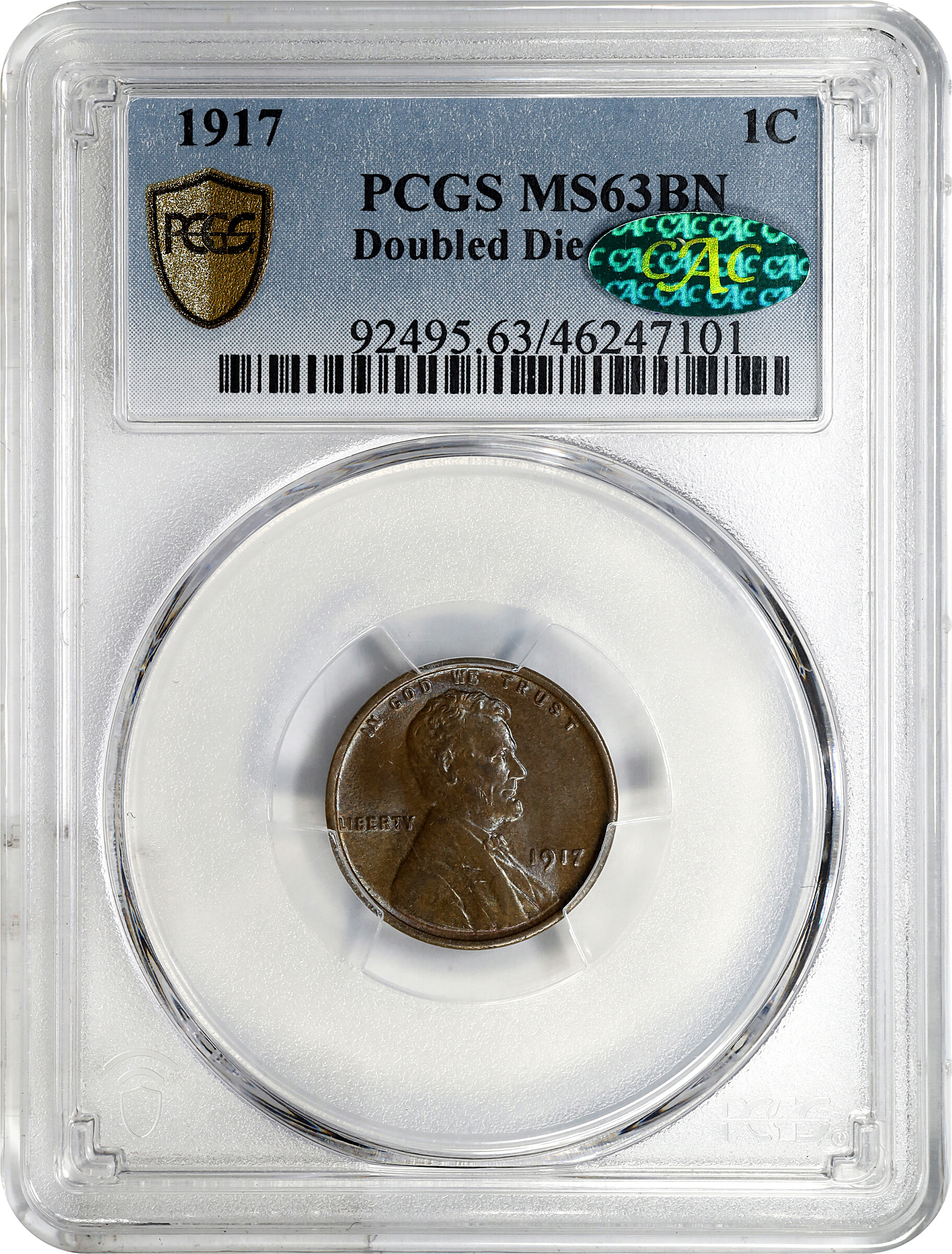 1917 1c Doubled Die Obverse MS BN MS65 BN thumbnail 3