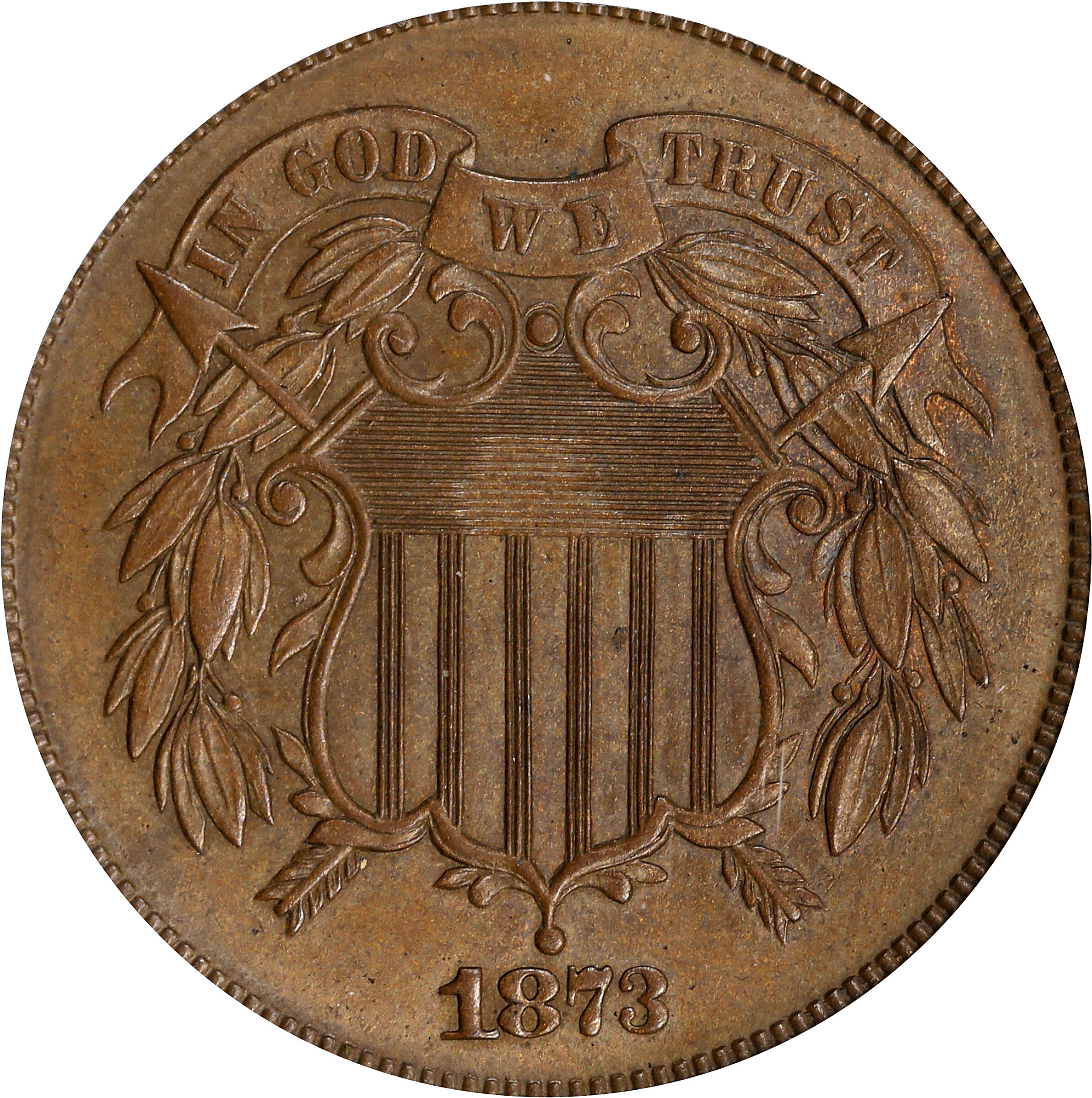 1873 Two-Cent Piece. Open 3. Proof-63 BN (PCGS). Gold CAC.