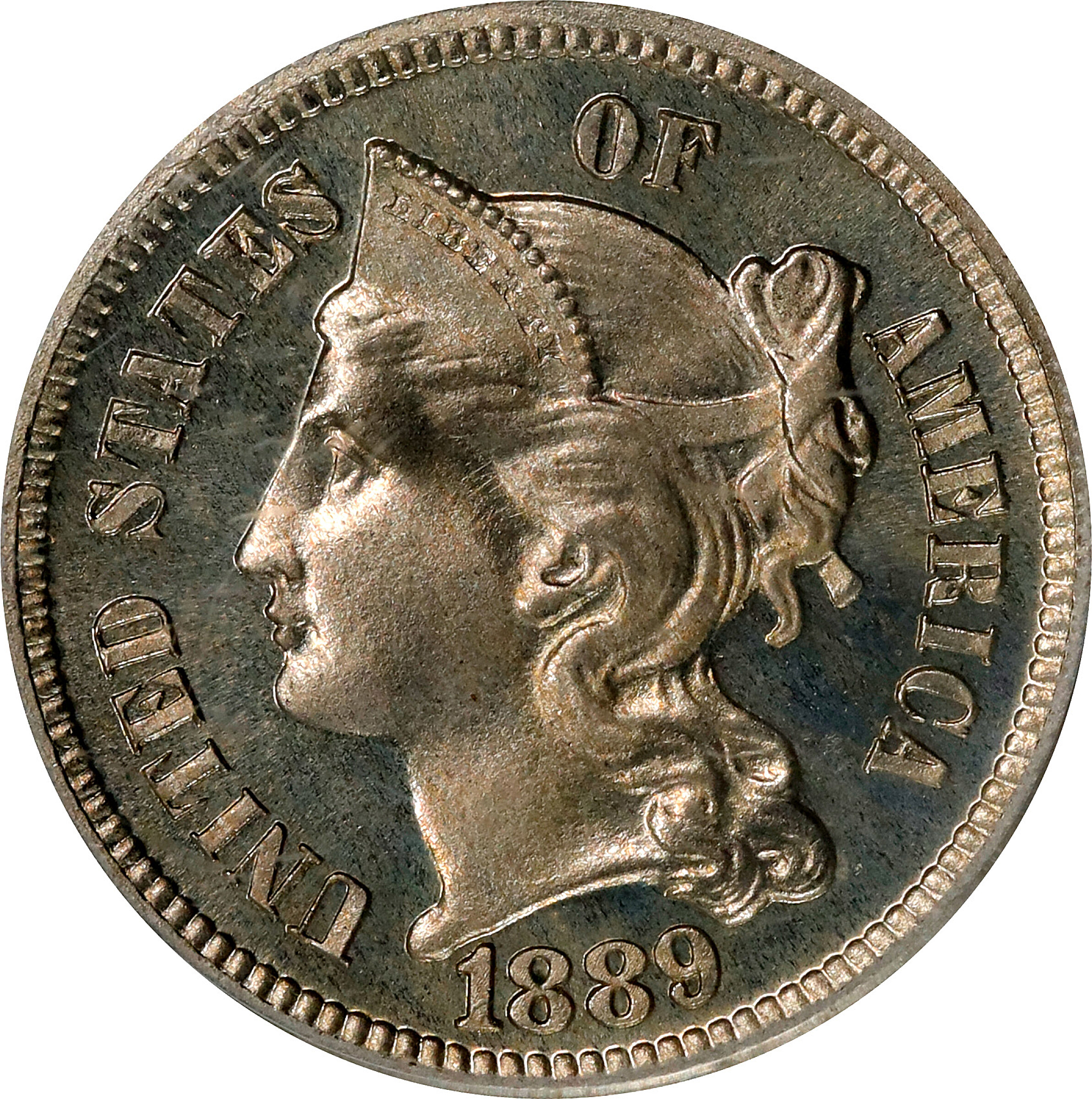 1889 Nickel Three-Cent Piece. Proof-67 Cameo (PCGS). CAC.