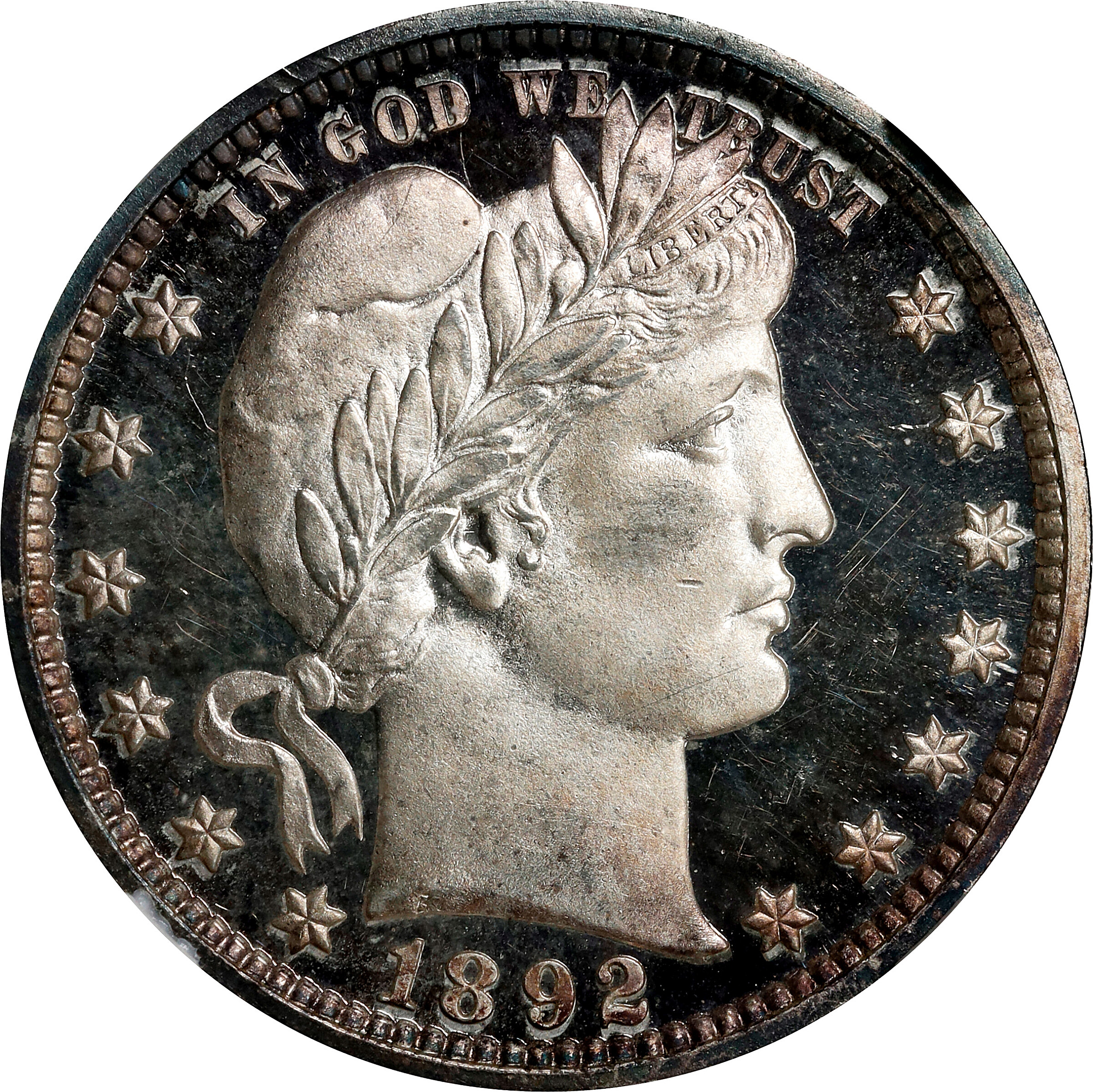 1892 Barber Quarter. Type II Reverse. Proof-65 Ultra Cameo (NGC).