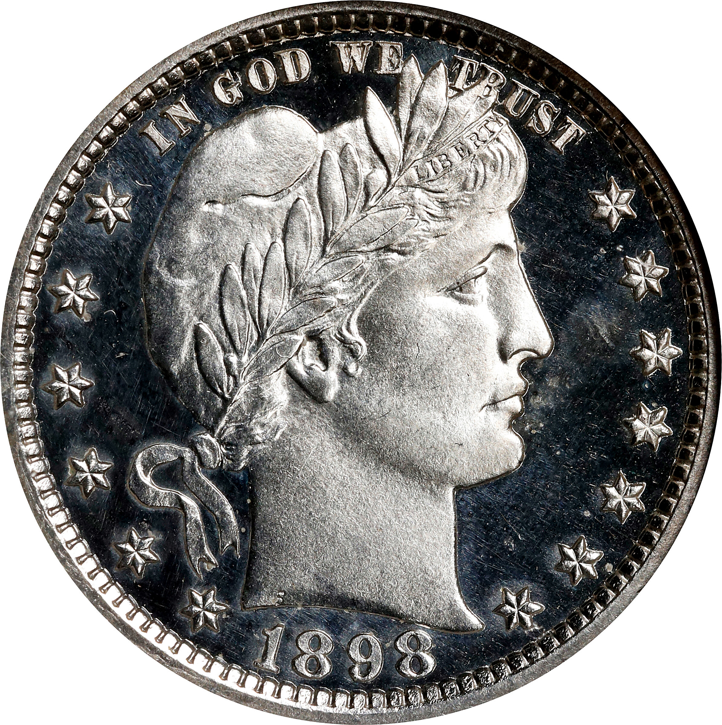 1898 Barber Quarter. Proof-62 Cameo (NGC). CAC.