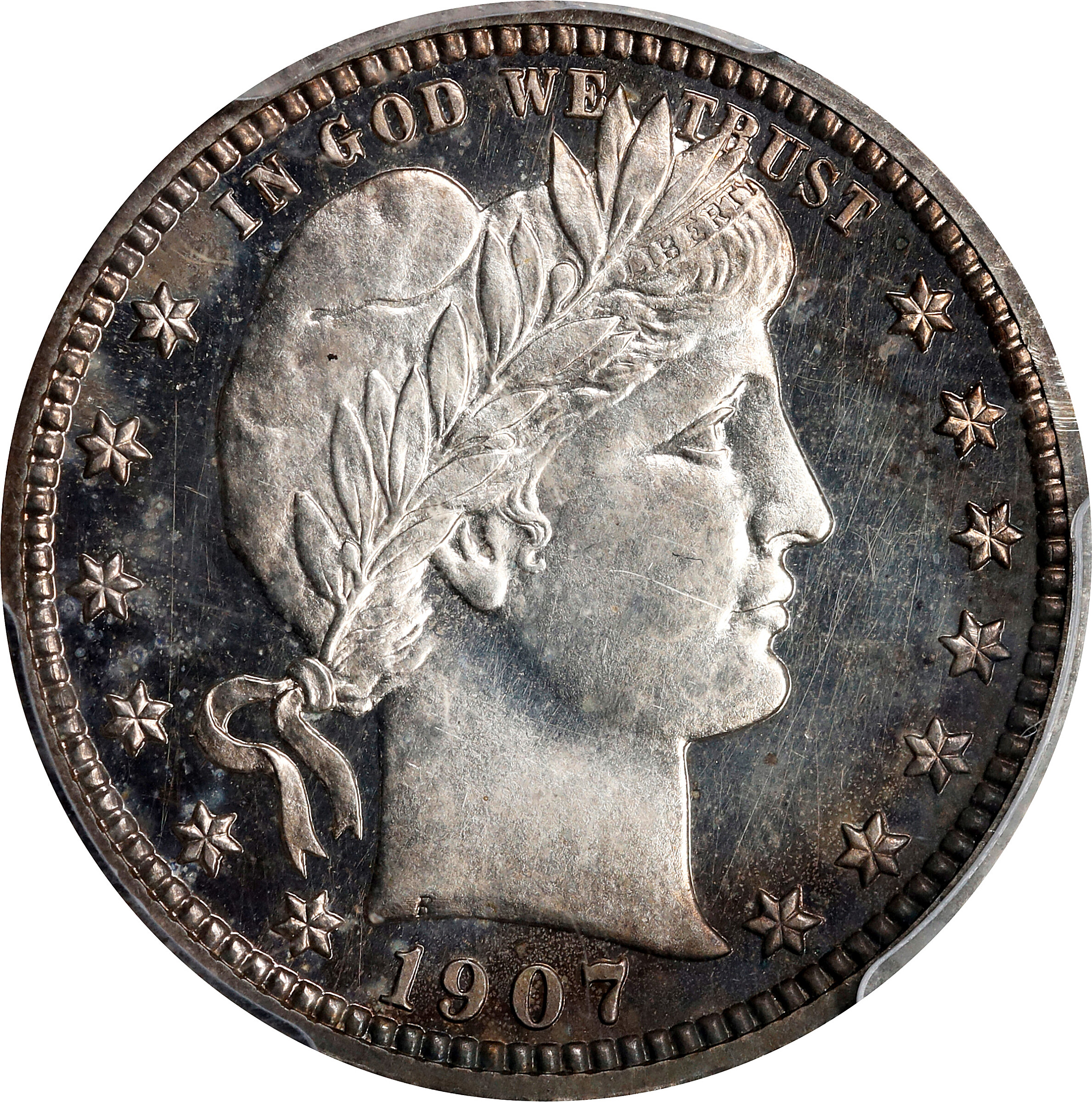 1907 Barber Quarter. Proof-63+ Cameo (PCGS).