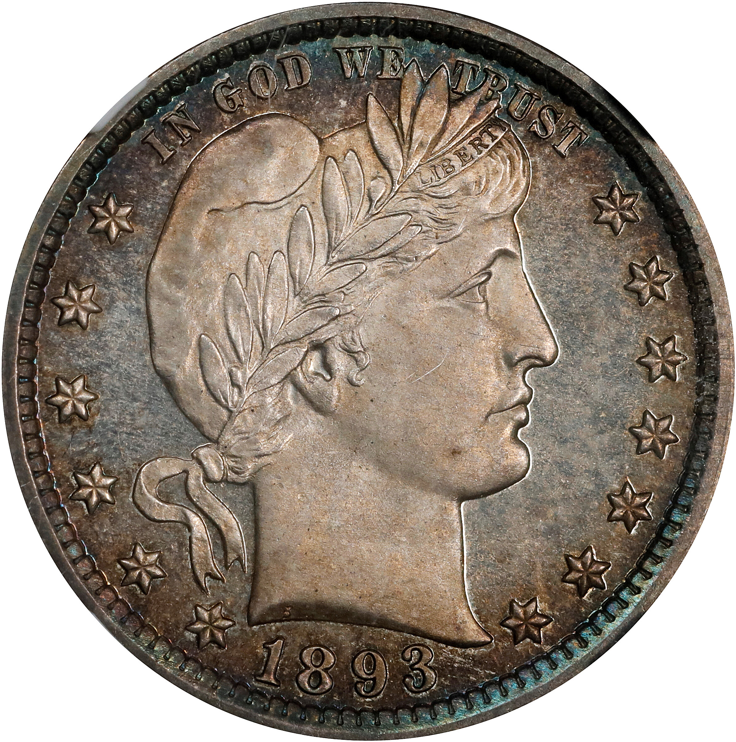1893 Barber Quarter. Proof-65 Cameo (NGC).