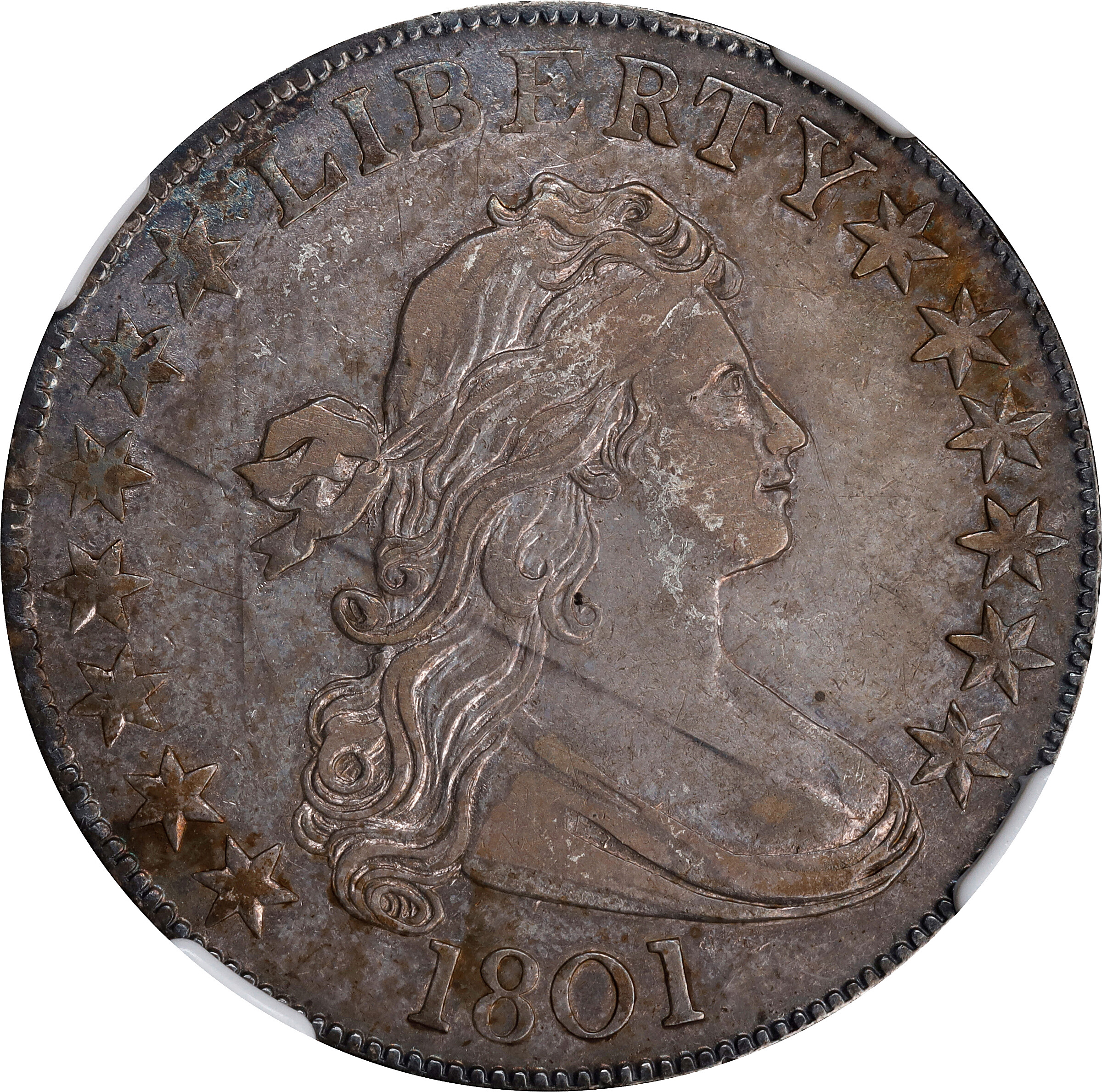 1801 Draped Bust Half Dollar. O-101, T-2. Rarity-2. EF-45 (NGC). CAC.