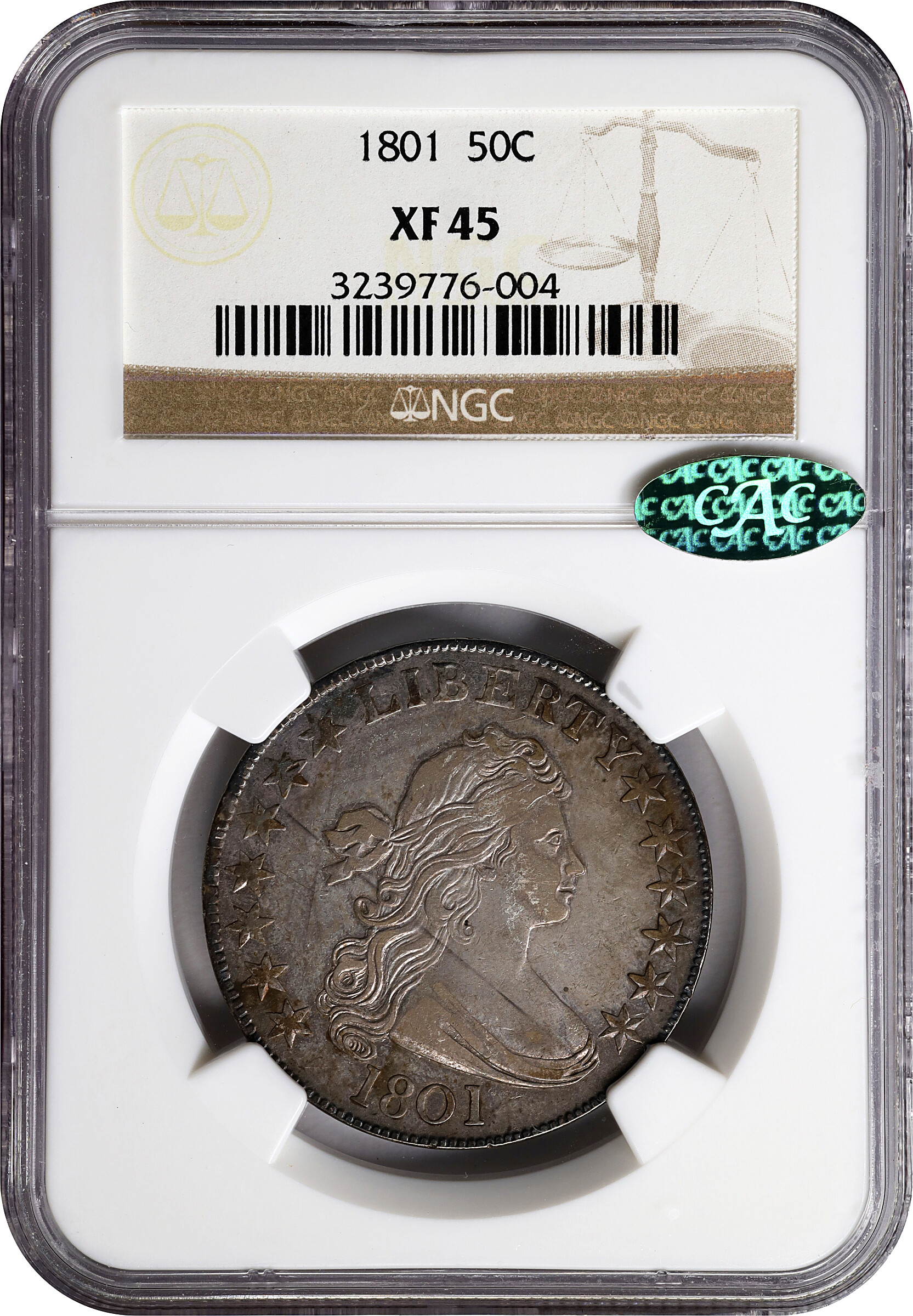 1801 50c XF45 CAC thumbnail 3