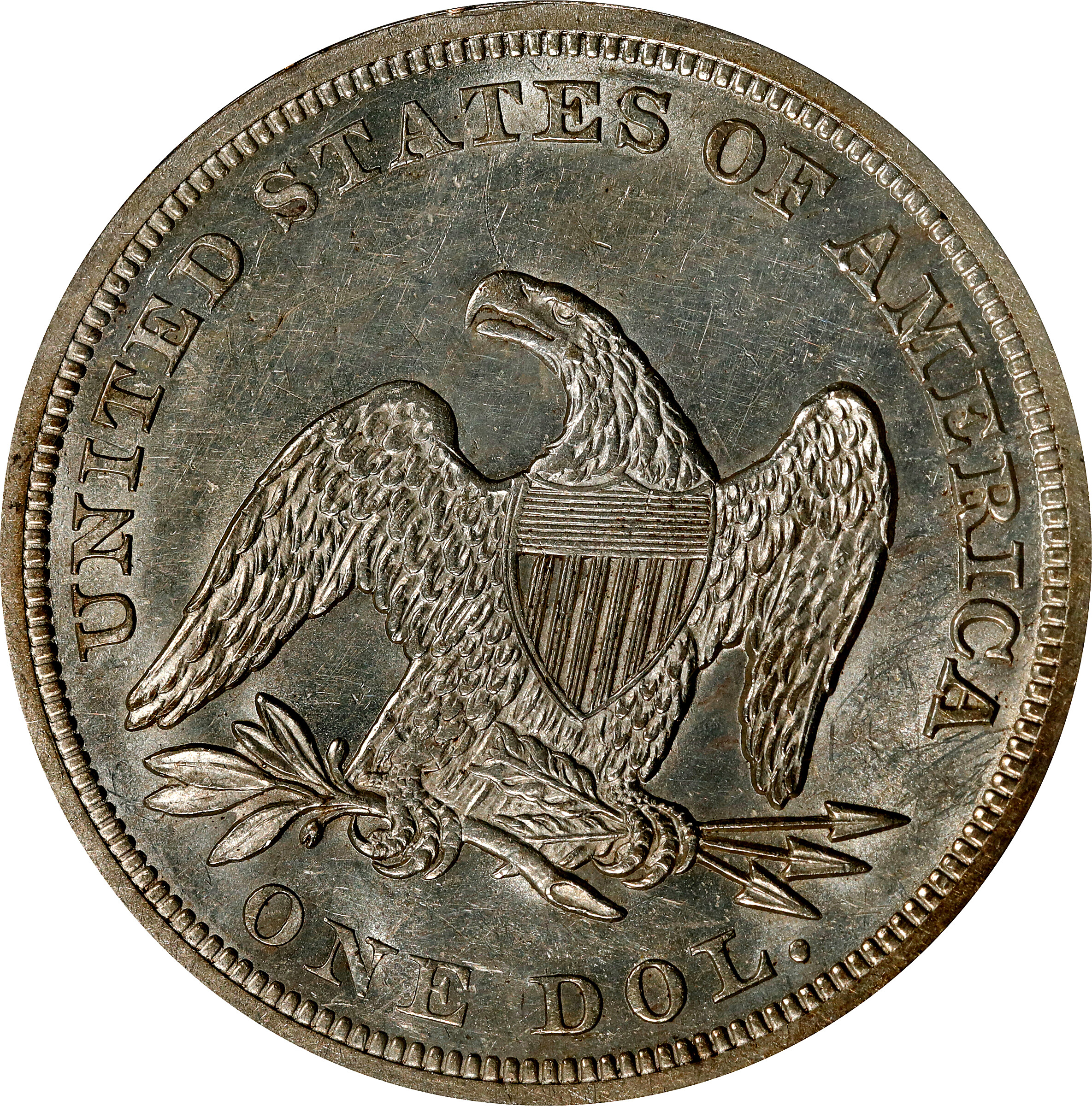 1845 $1 MS61 CAC thumbnail 2