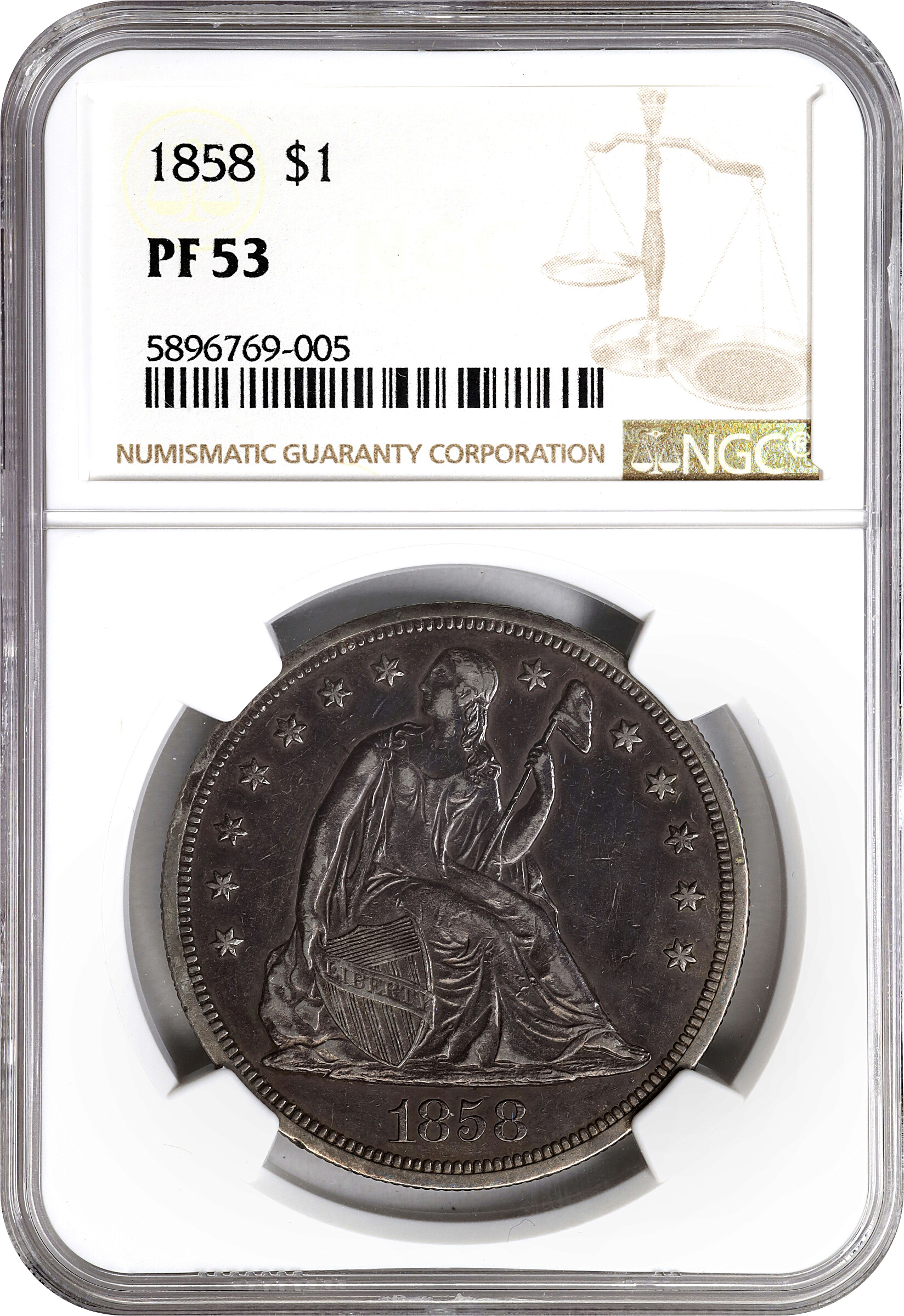 Seated Liberty Dollar $1  No Motto Reverse, 1840-1866 [Type] XF45 thumbnail 11