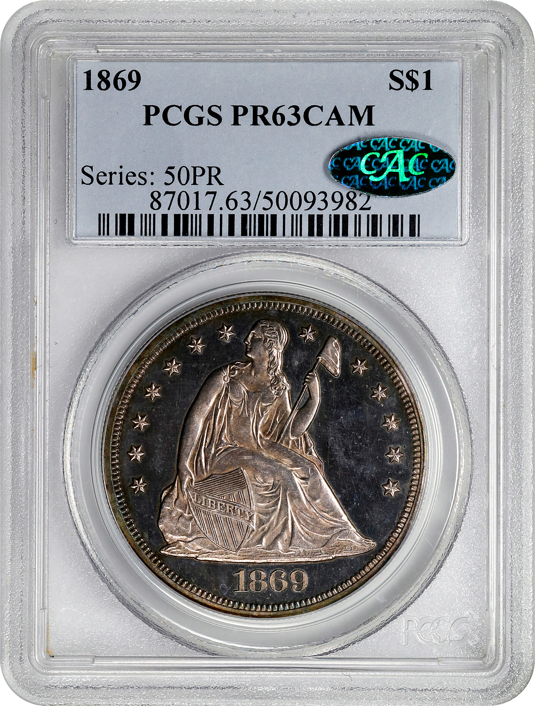 1869 $1  PR CAM PR63 CAM CAC thumbnail 3