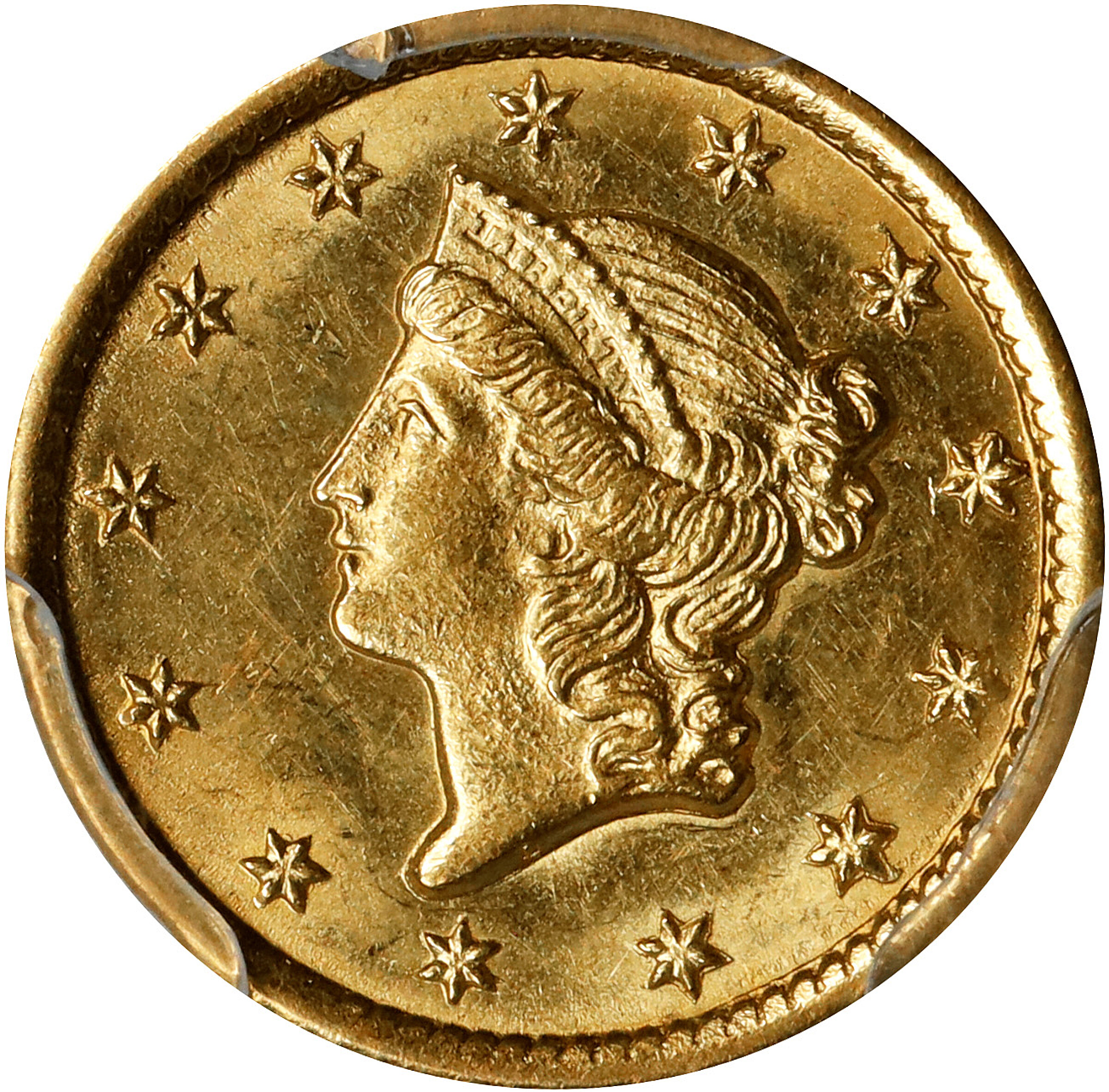 1853-O Gold Dollar. Winter-1. MS-64 (PCGS).