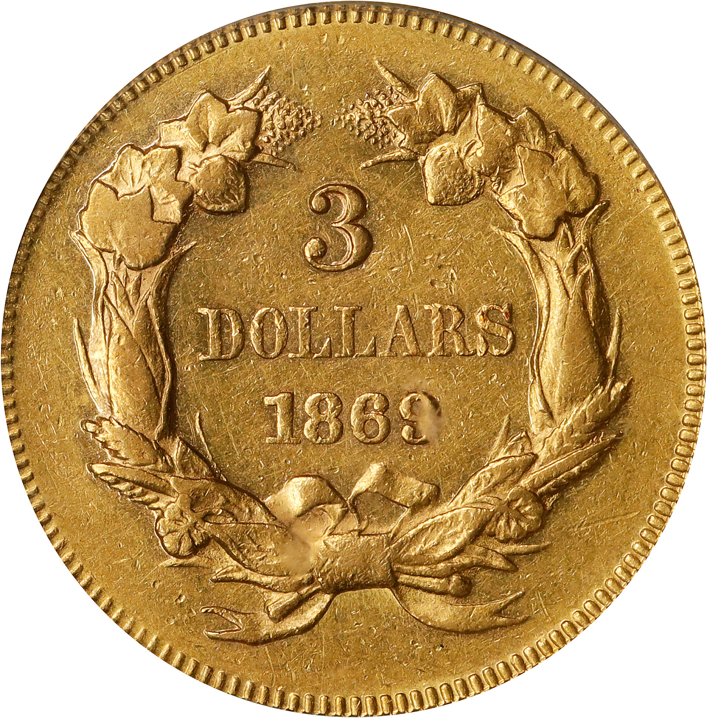 1869 $3 VF30 CAC thumbnail 25