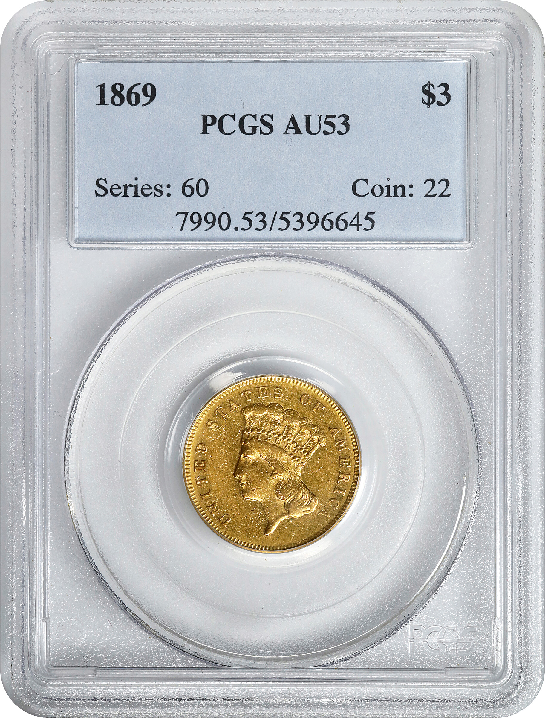 1869 $3 VF30 CAC thumbnail 26