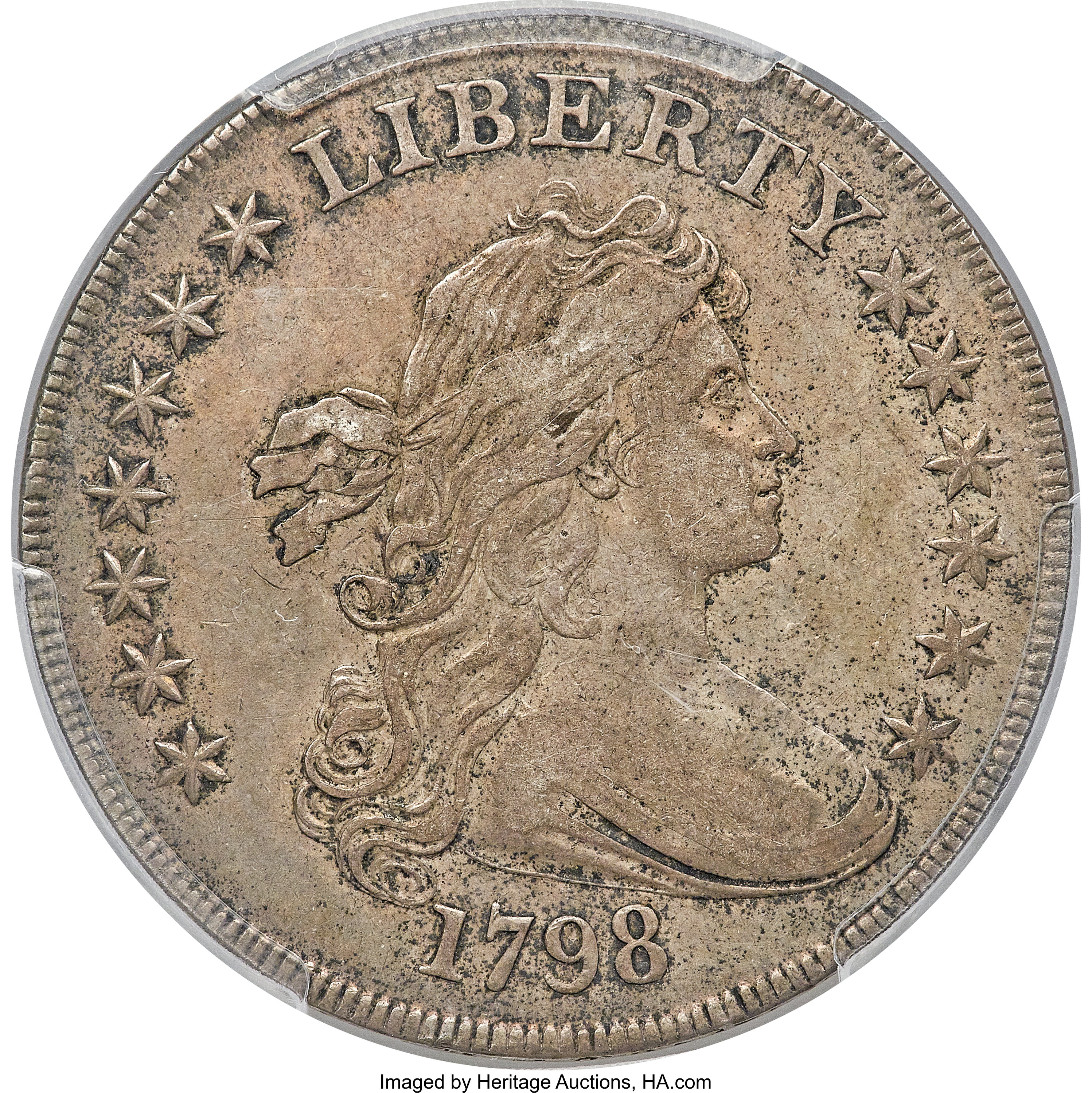 1798 $1 Large Eagle, Pointed 9, Close Date, B-25, BB-123, R.4, XF45 PCGS. ...