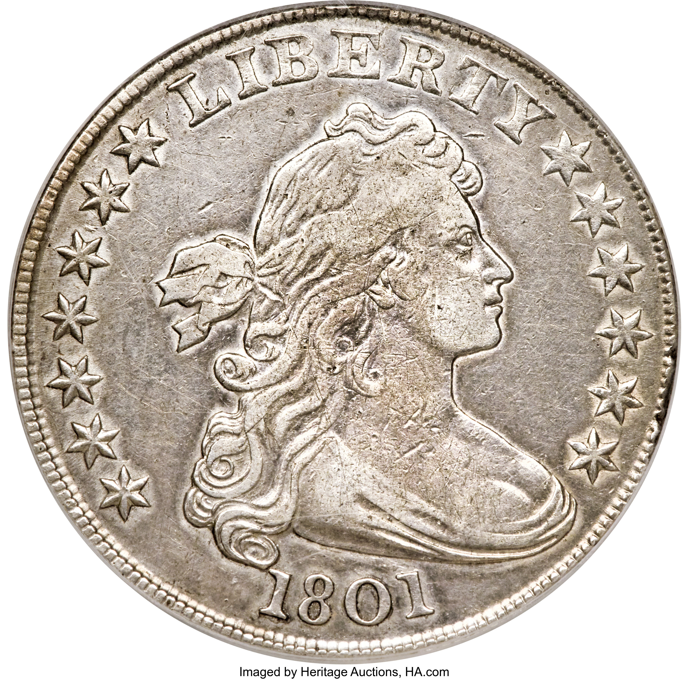 1801 $1 B-4, BB-214, R.4 -- Improperly Cleaned -- NCS. XF Details. ...