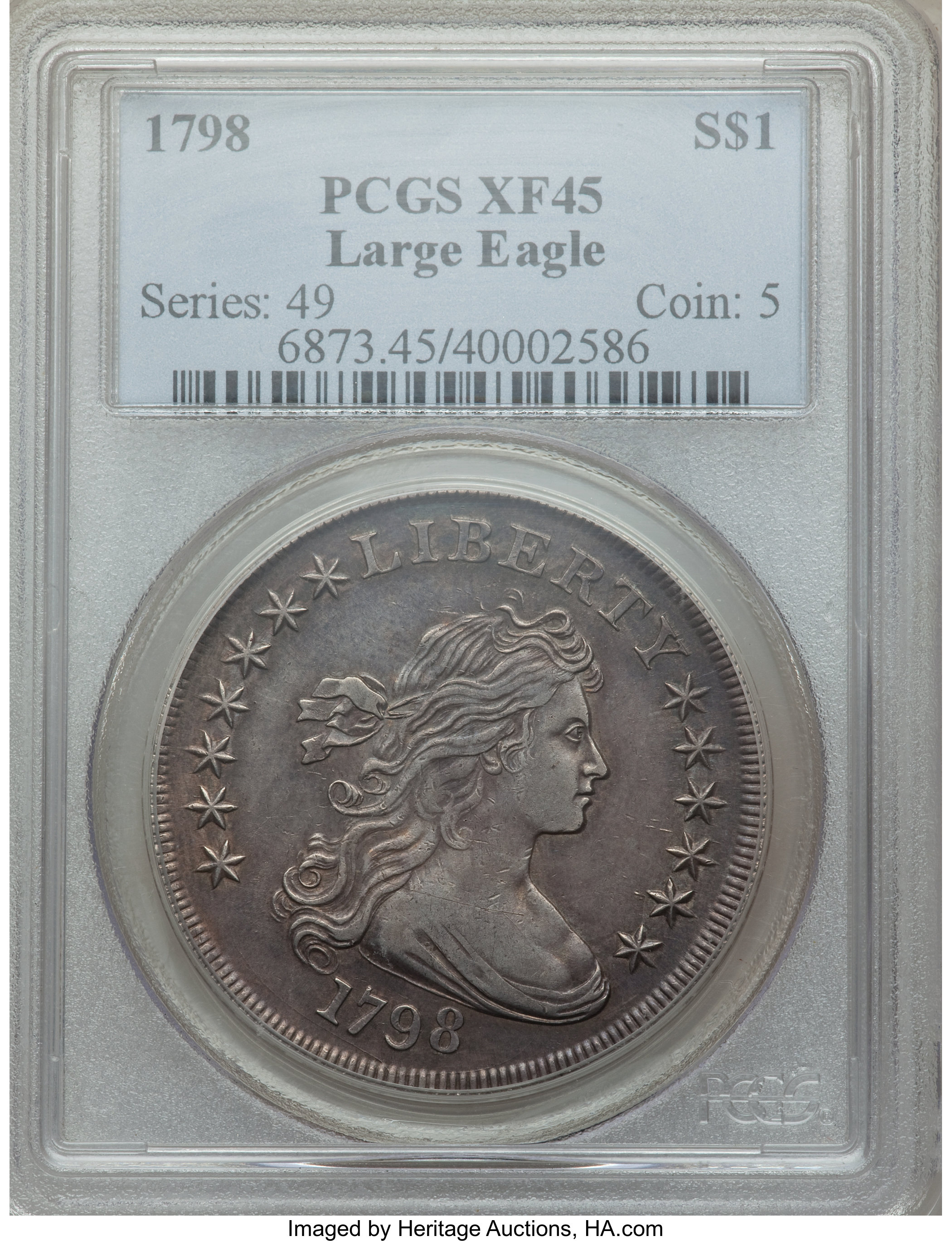 1798 $1  Large Eagle, Pointed 9, Close Date, B-26, BB-114 XF45 CAC thumbnail 13