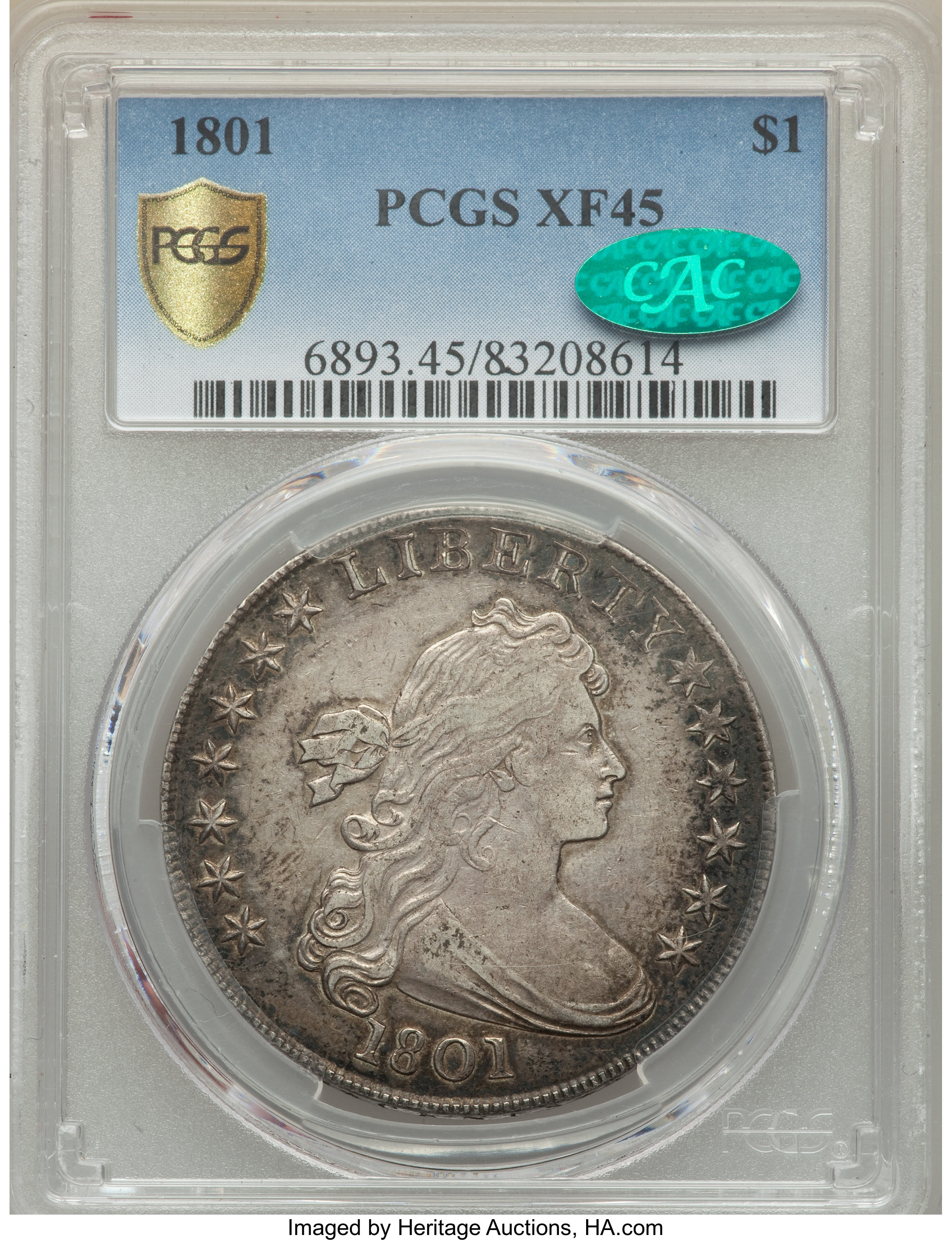 1801 $1  B-4, BB-214 XF45 CAC thumbnail 5