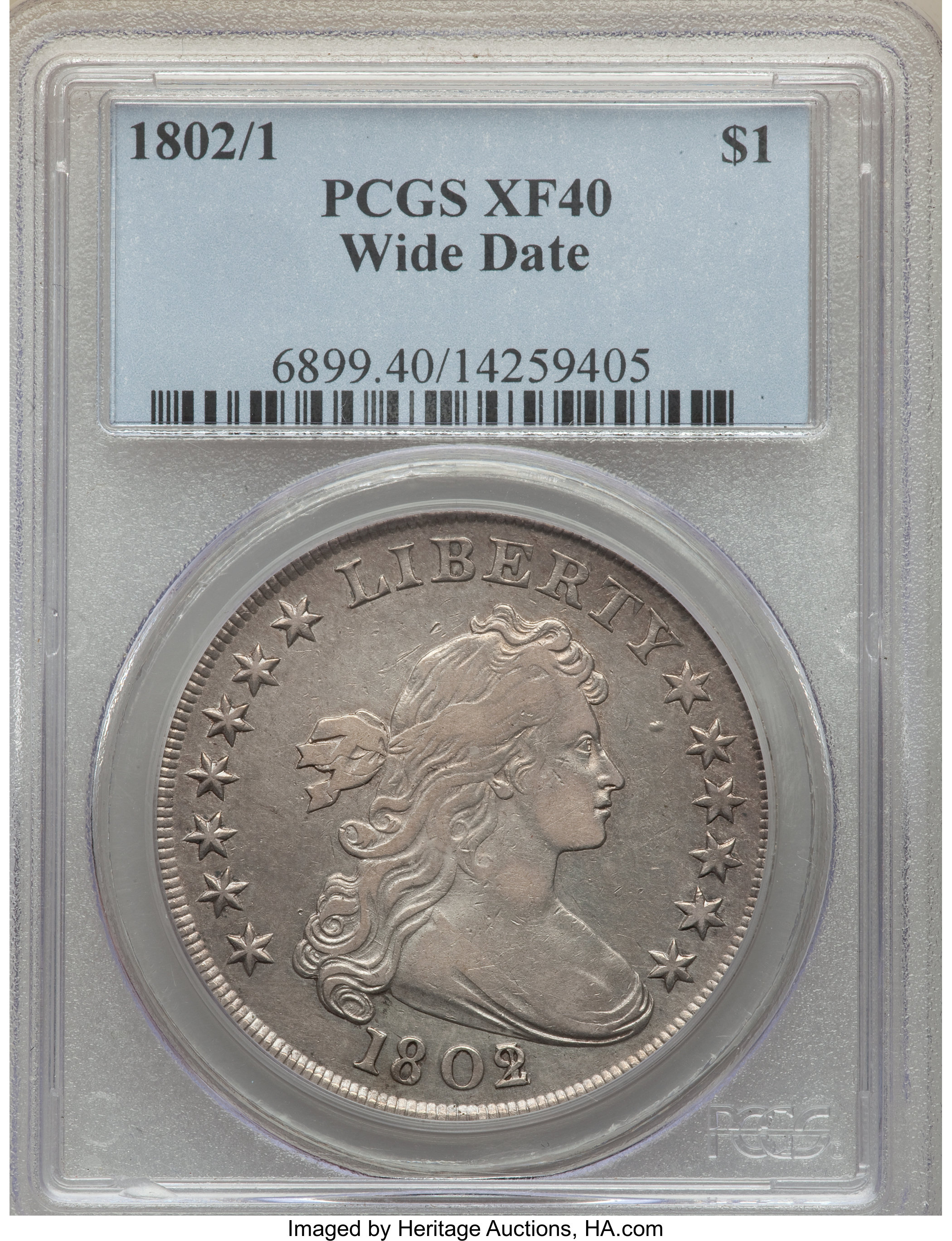 1802/1 $1  Wide Date, B-3, BB-234 XF40 thumbnail 8