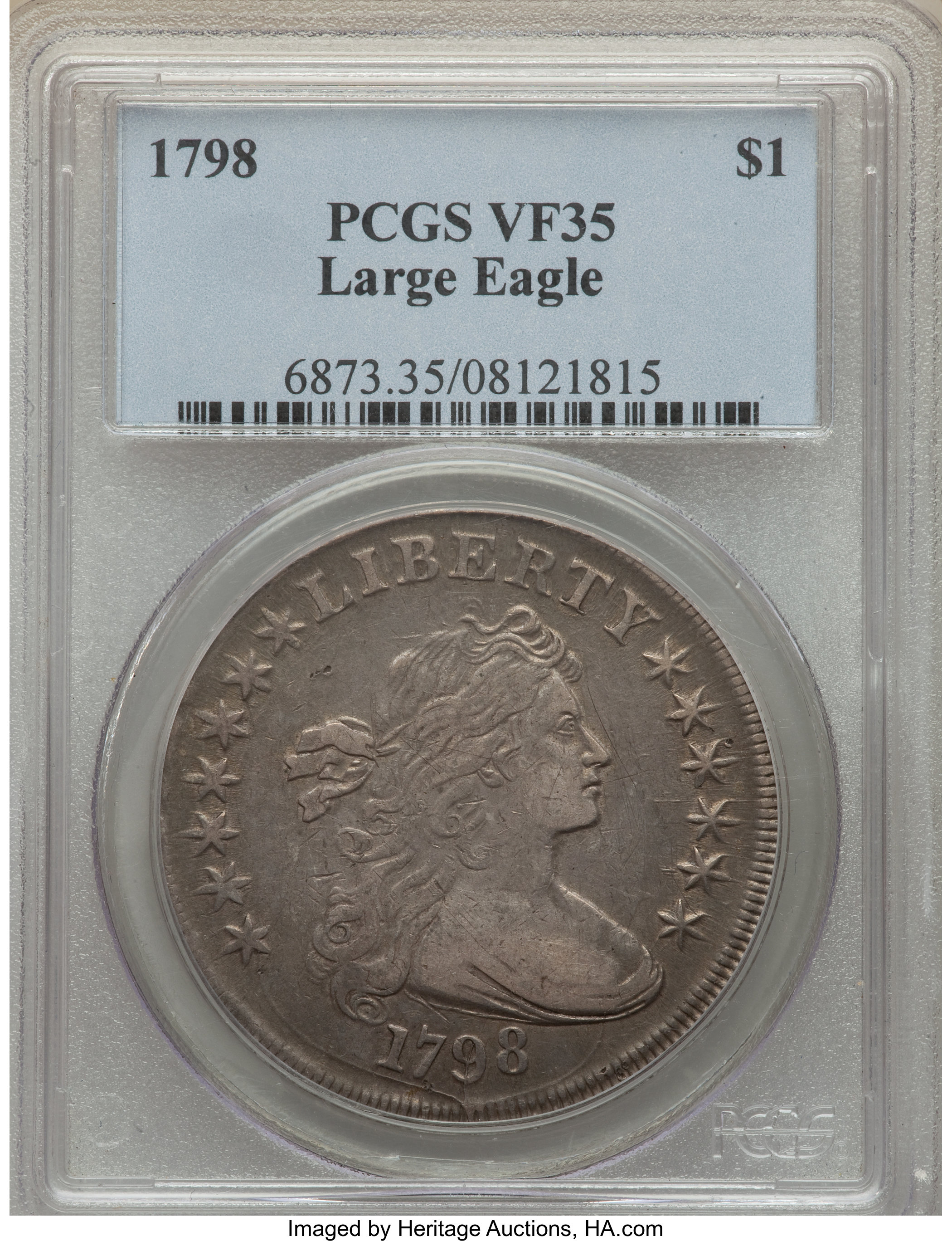 1798 $1  Large Eagle, Pointed 9, Close Date, B-29, BB-119 VF35 CAC thumbnail 9