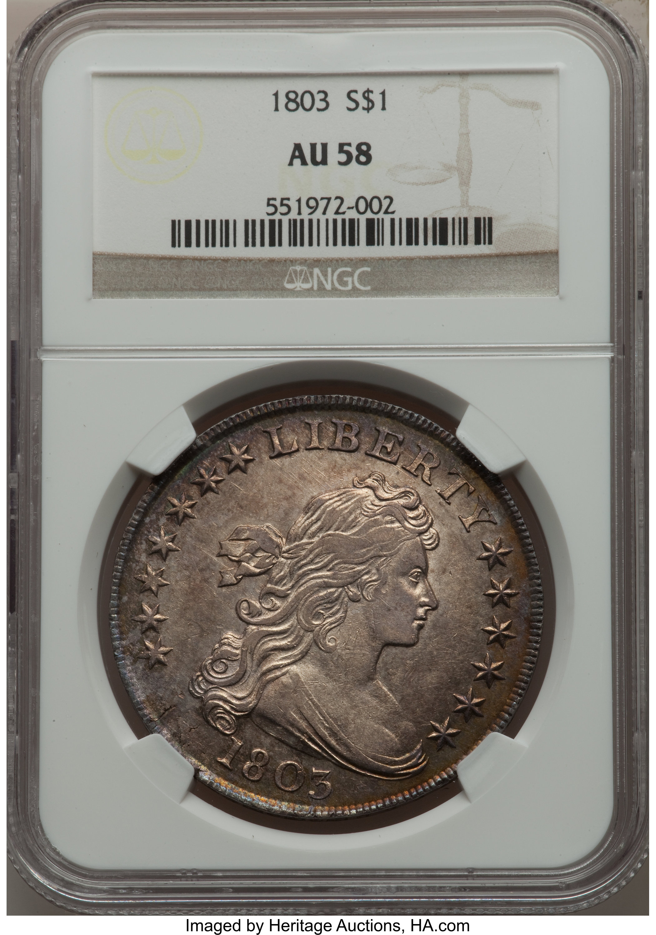 1803 $1  Large 3, B-6, BB-255 AU58 thumbnail 5