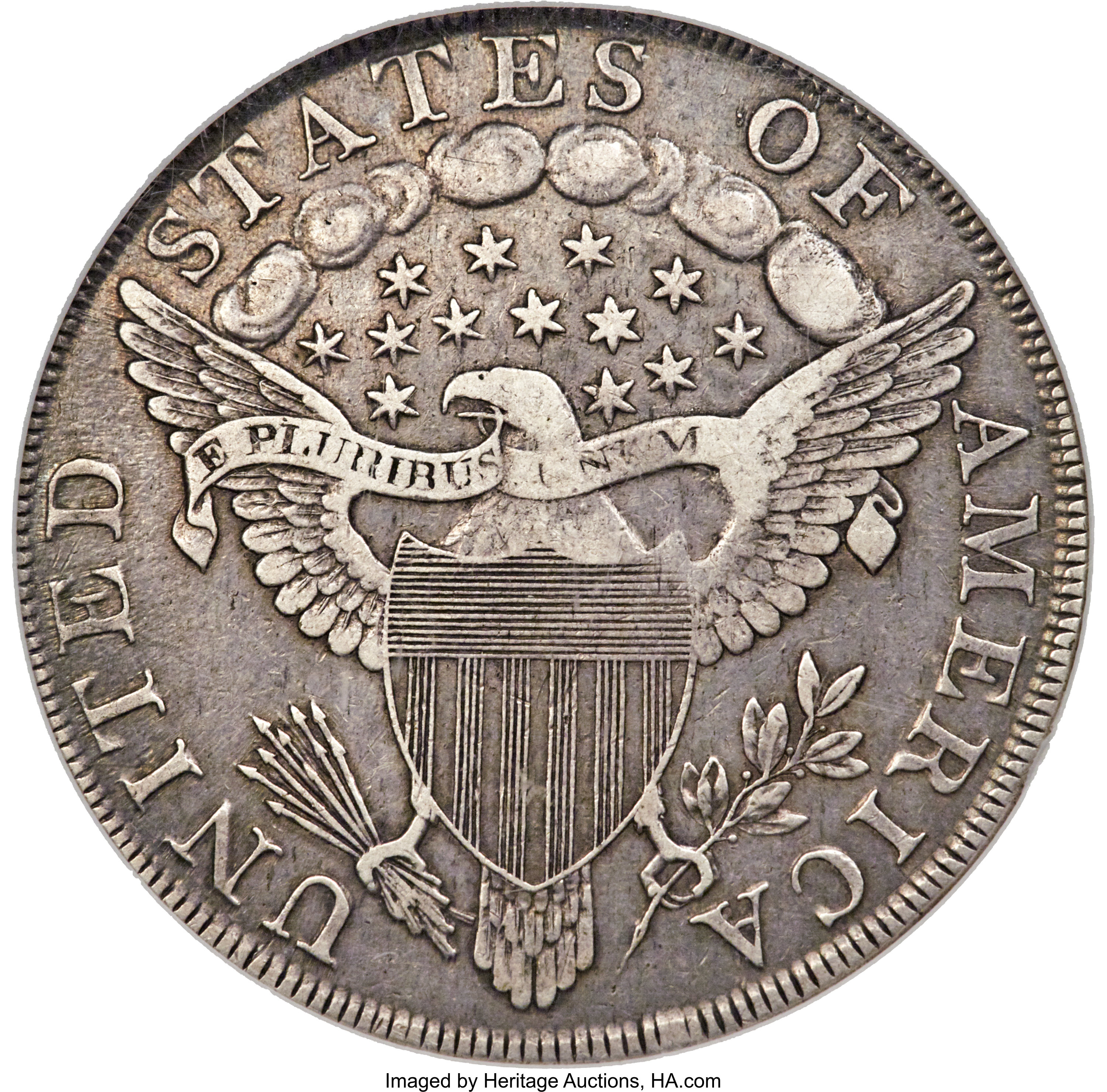1798 $1  Large Eagle, Pointed 9, Close Date, B-9, BB-121 XF45 CAC thumbnail 7