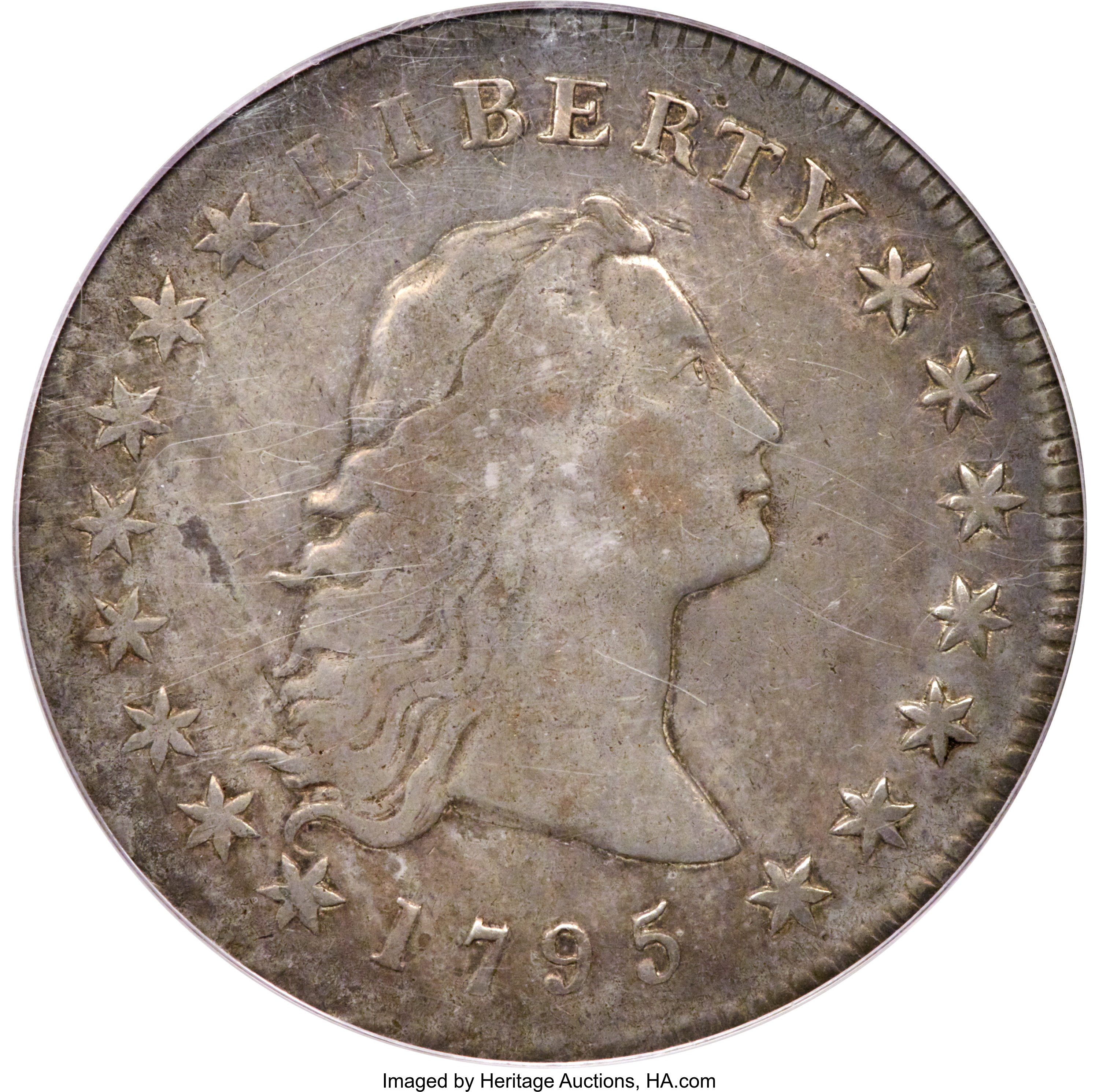 1795 $1 Flowing Hair, Three Leaves, B-6, BB-25, R.3, Fine 15 PCGS. ...