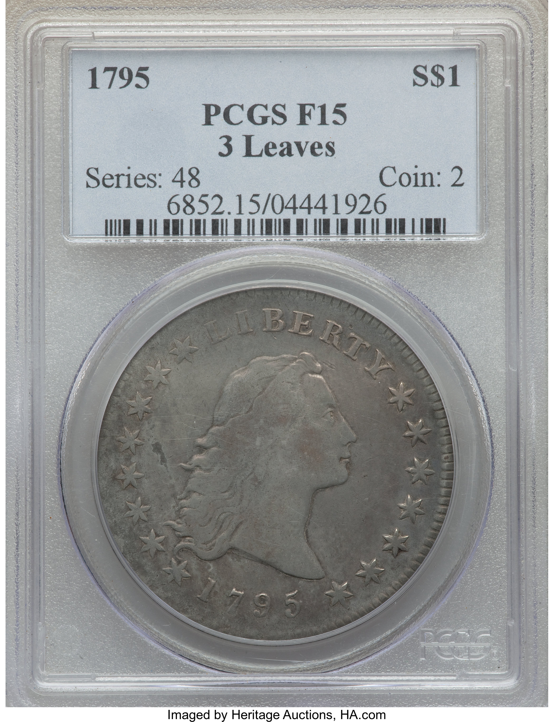 1795 $1  Flowing Hair, 3 Leaves, B-6, BB-25 F15 thumbnail 8