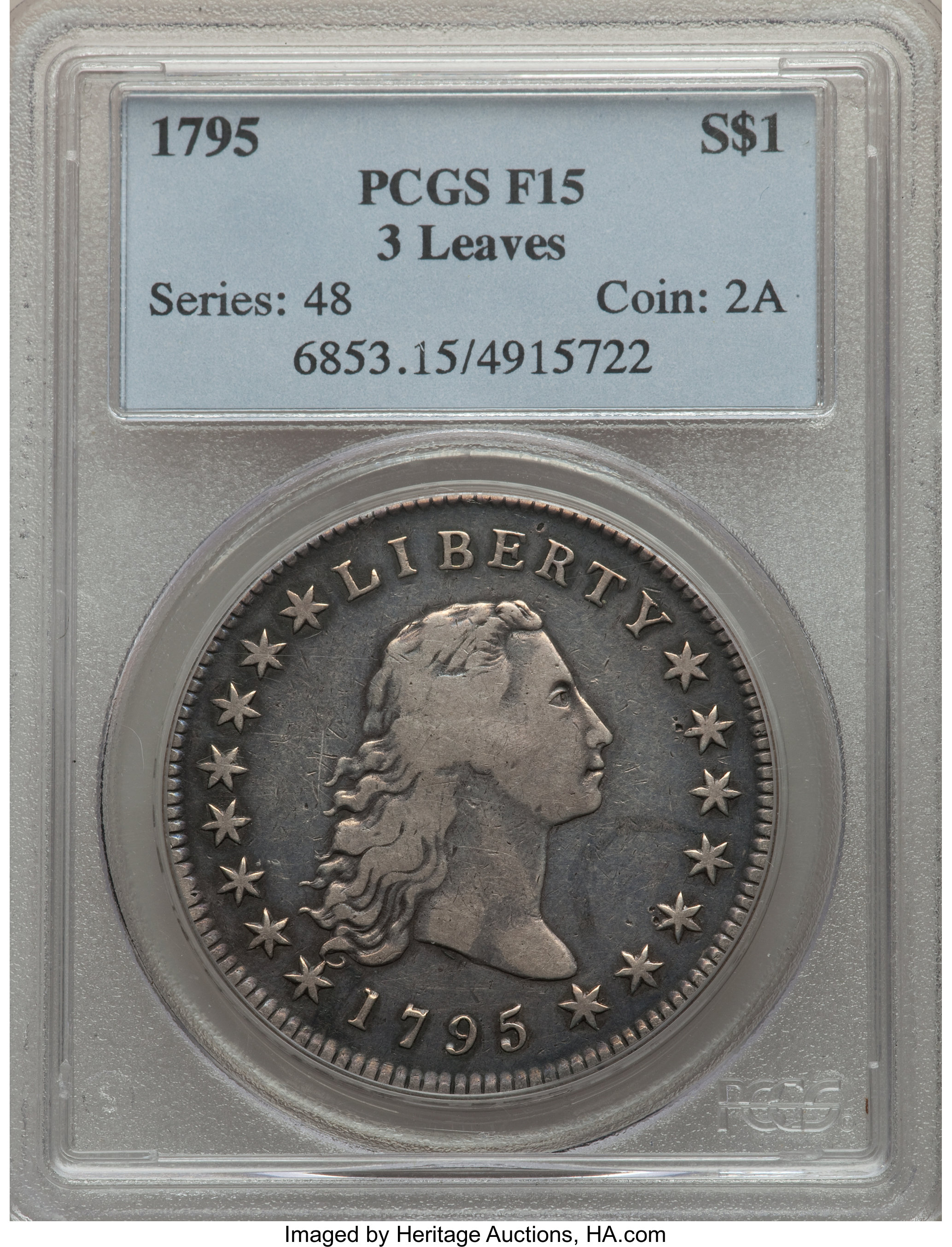 1795 $1  Flowing Hair, 3 Leaves, B-7, BB-18 P1 thumbnail 14
