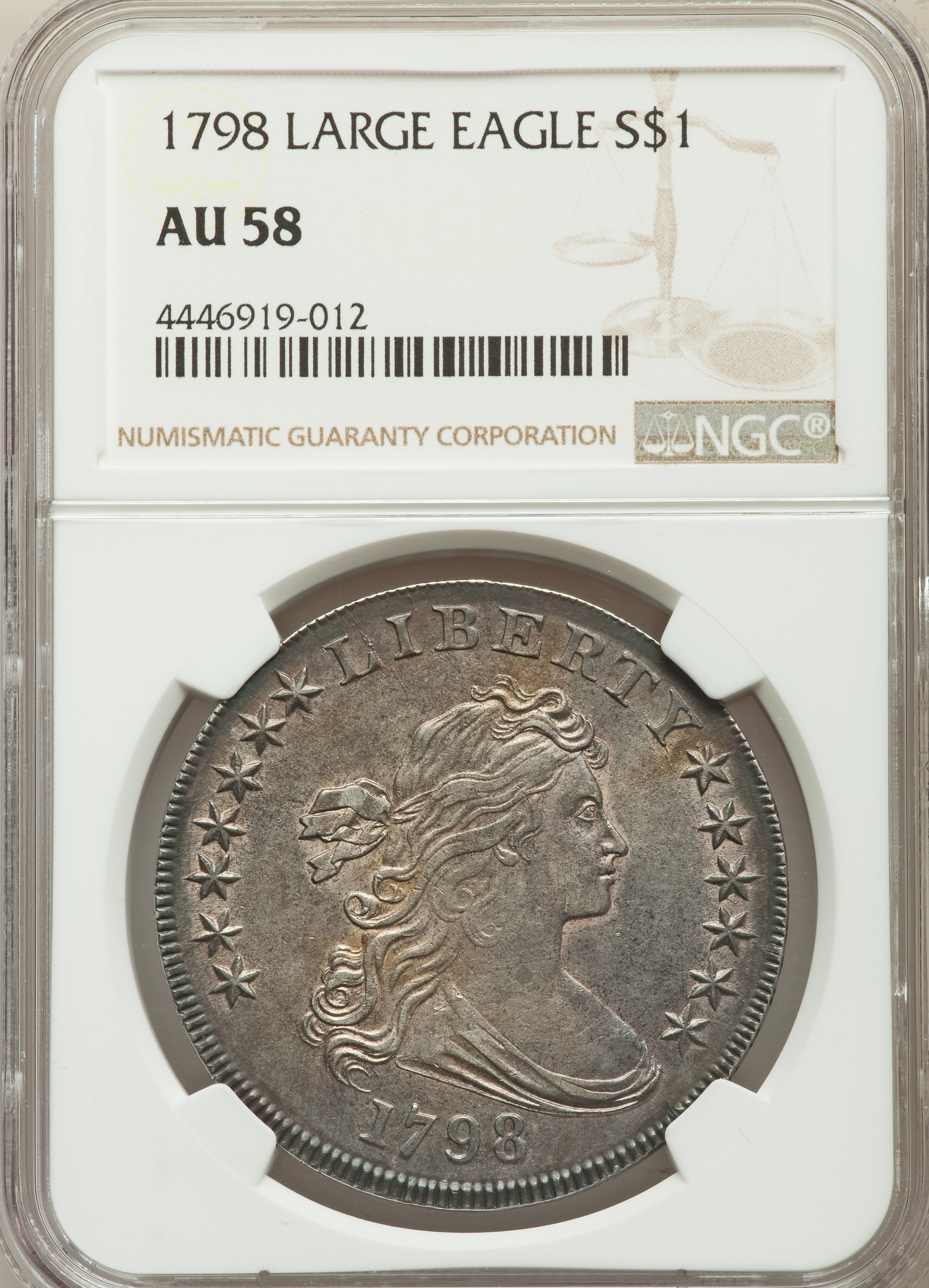 1798 $1  Large Eagle, Pointed 9, 10 Arrows, B-13, BB-108 MS60 thumbnail 7