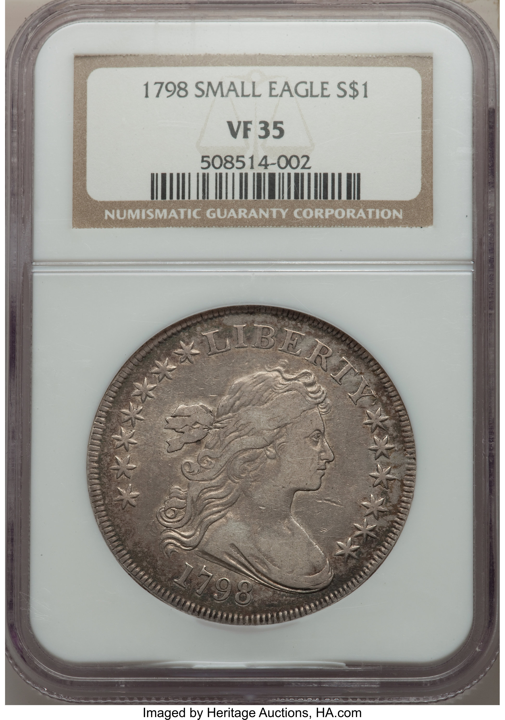 1798 $1  Small Eagle, 13 Stars Obverse VF35 CAC thumbnail 4