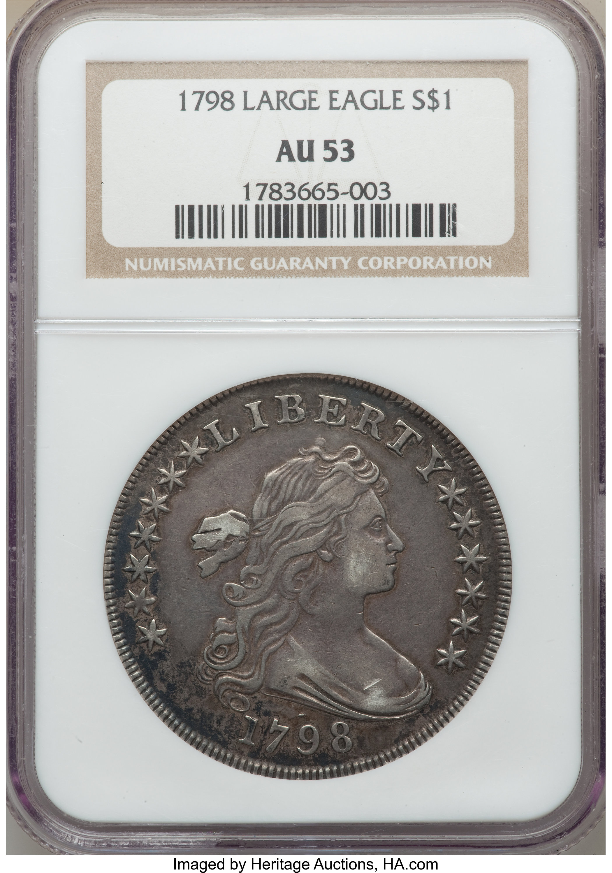 1798 $1  Large Eagle, Pointed 9, Wide Date, B-20, BB-102 MS60 thumbnail 13