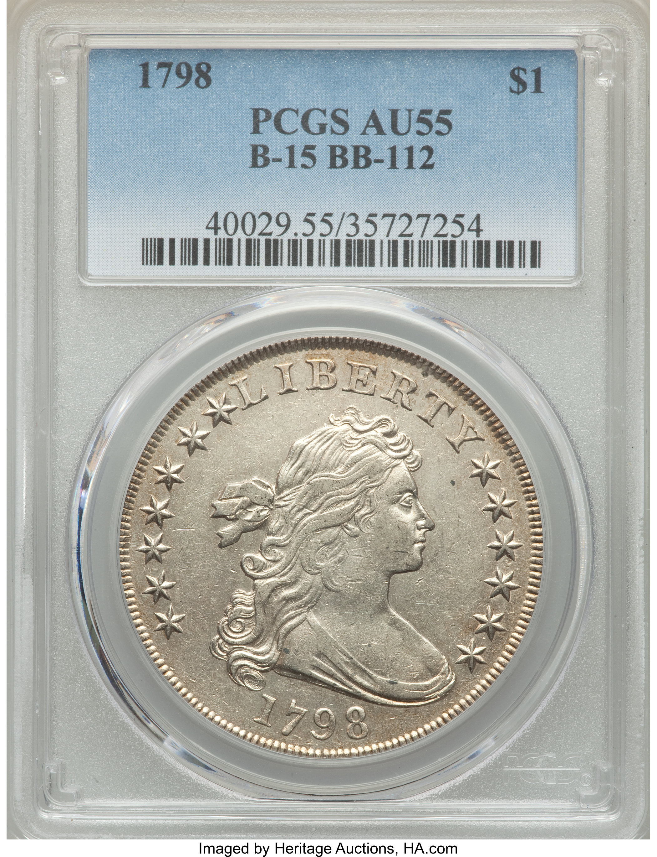 1798 $1  Large Eagle, Pointed 9, Wide Date, B-15, BB-112 MS63 thumbnail 18