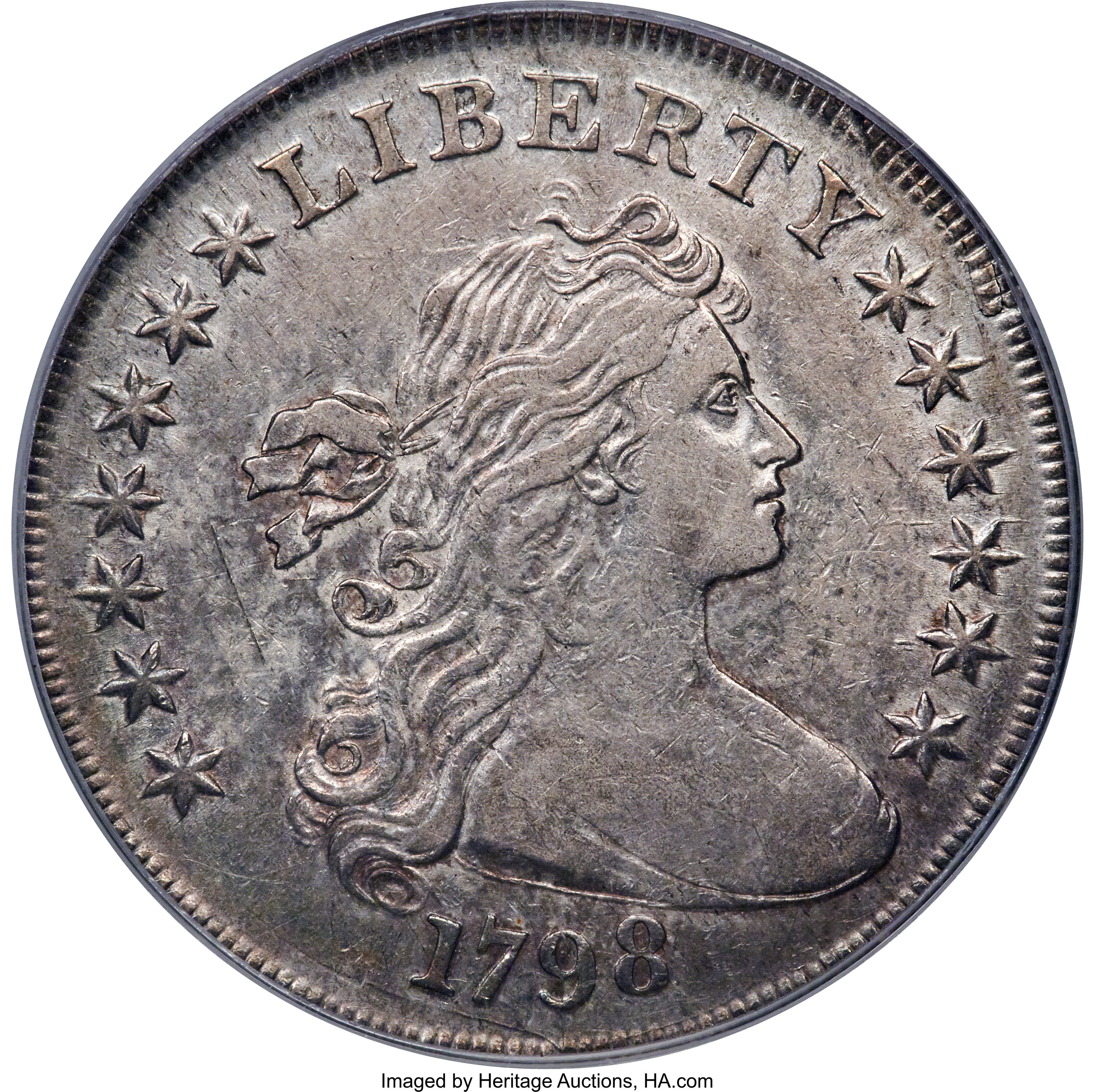 1798 $1 Large Eagle, Pointed 9, Close Date, B-31, BB-115, R.4, XF40 PCGS. ...