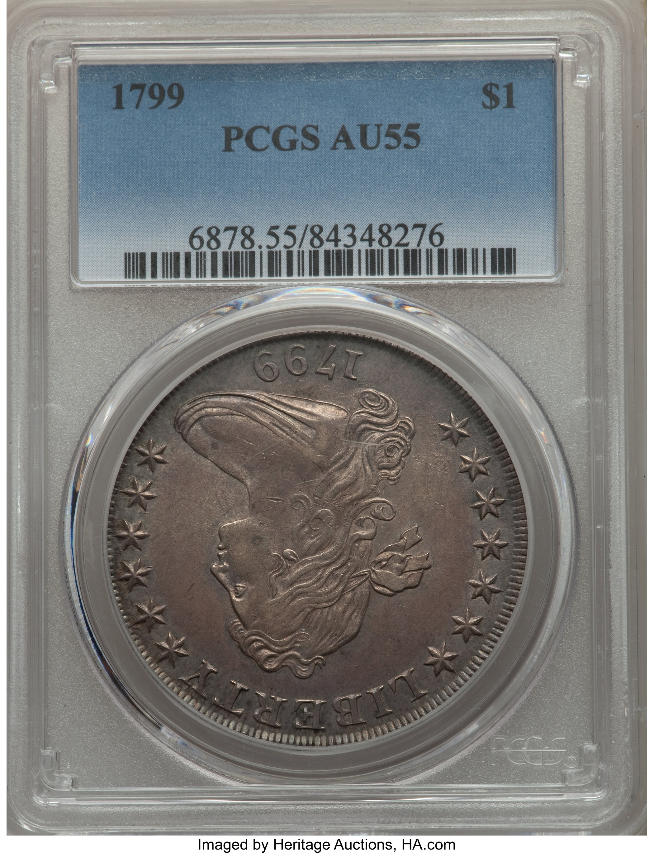 1799 $1  7x6 Stars, B-8, BB-165 AU58 thumbnail 9
