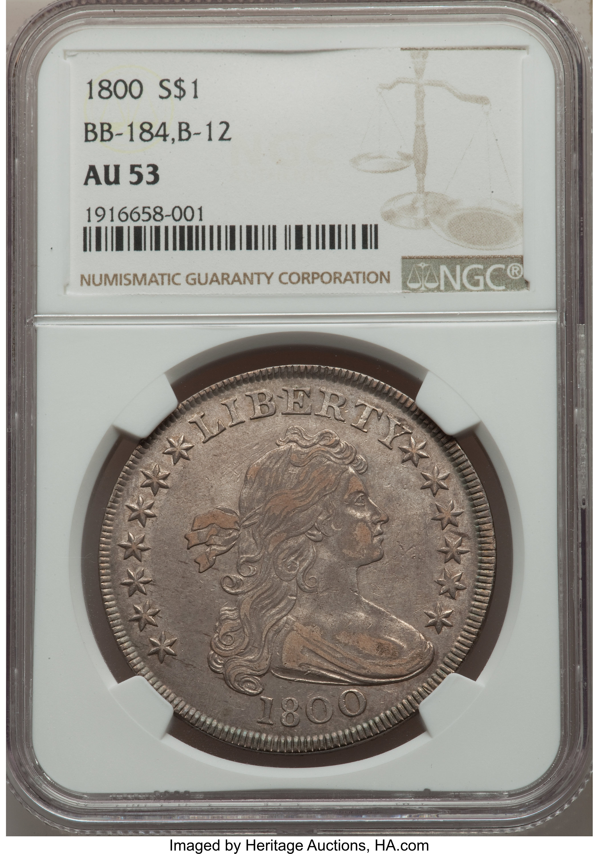 1800 $1  B-12, BB-184 AU55 thumbnail 5