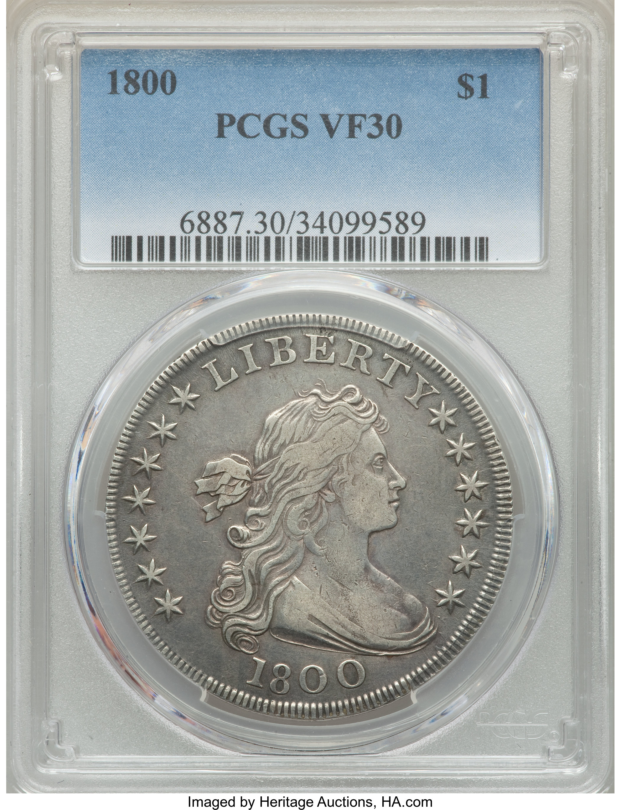 1800 $1  Wide Date, Low 8 VG10 thumbnail 25