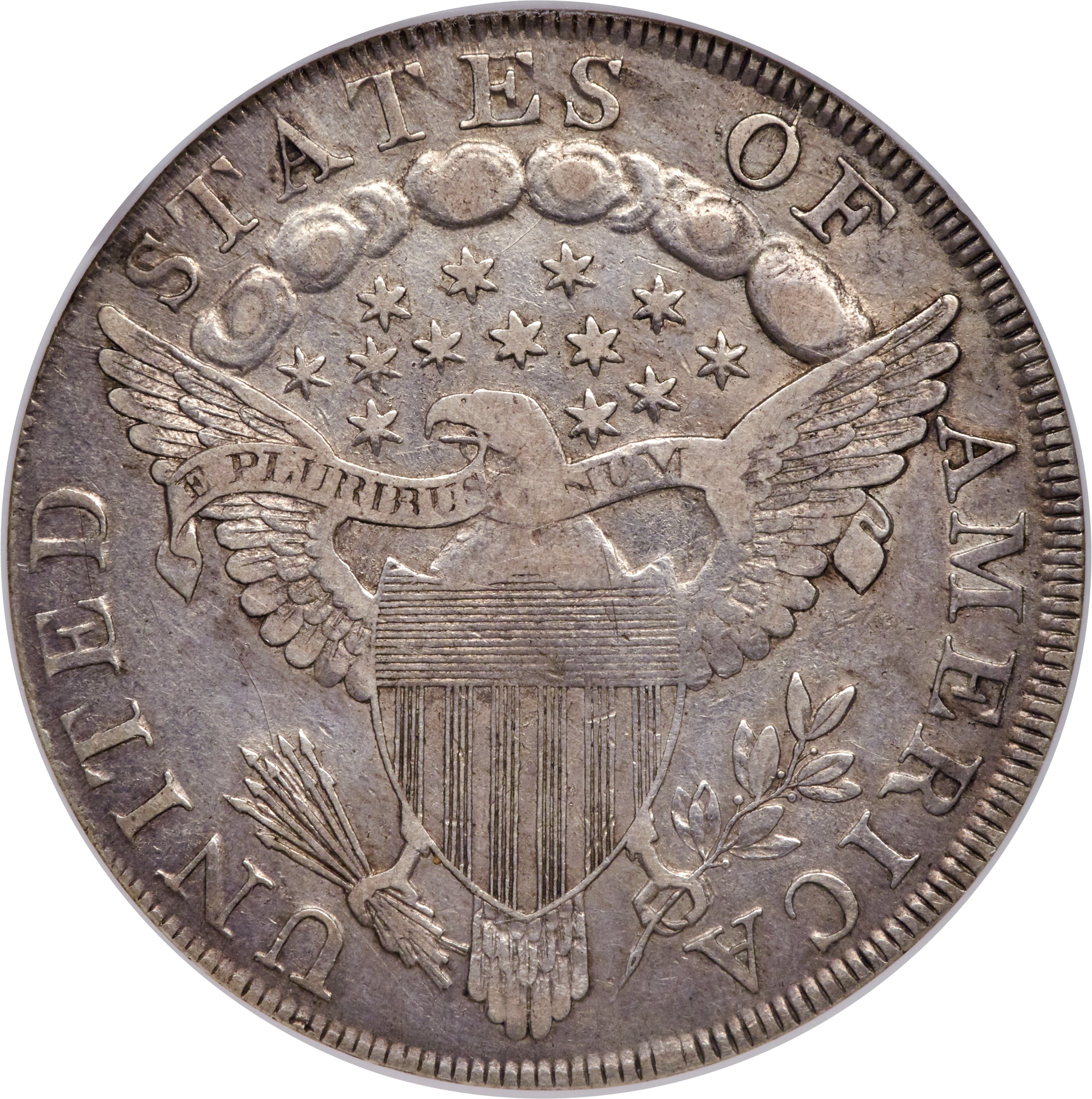 1798 $1  Large Eagle, Pointed 9, Close Date, B-9, BB-121 XF45 CAC thumbnail 3