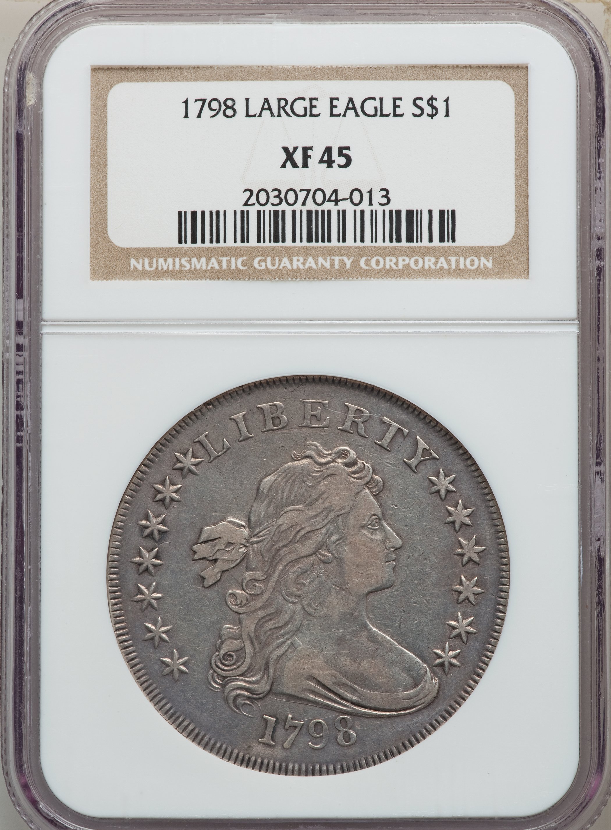 1798 $1  Large Eagle, Pointed 9, Close Date, B-9, BB-121 XF45 CAC thumbnail 4