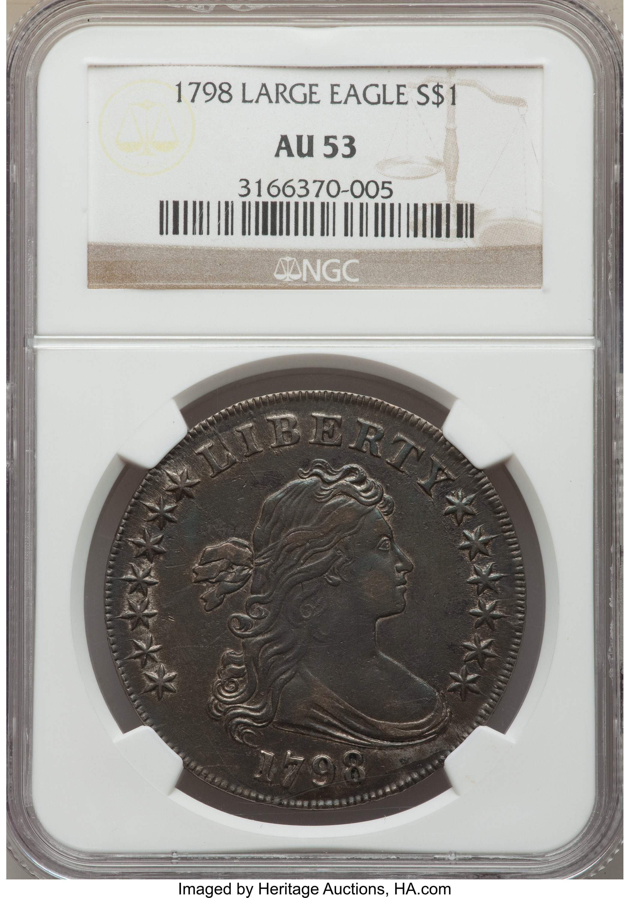 1798 $1  Large Eagle, Pointed 9, 10 Arrows, B-13, BB-108 MS60 thumbnail 15