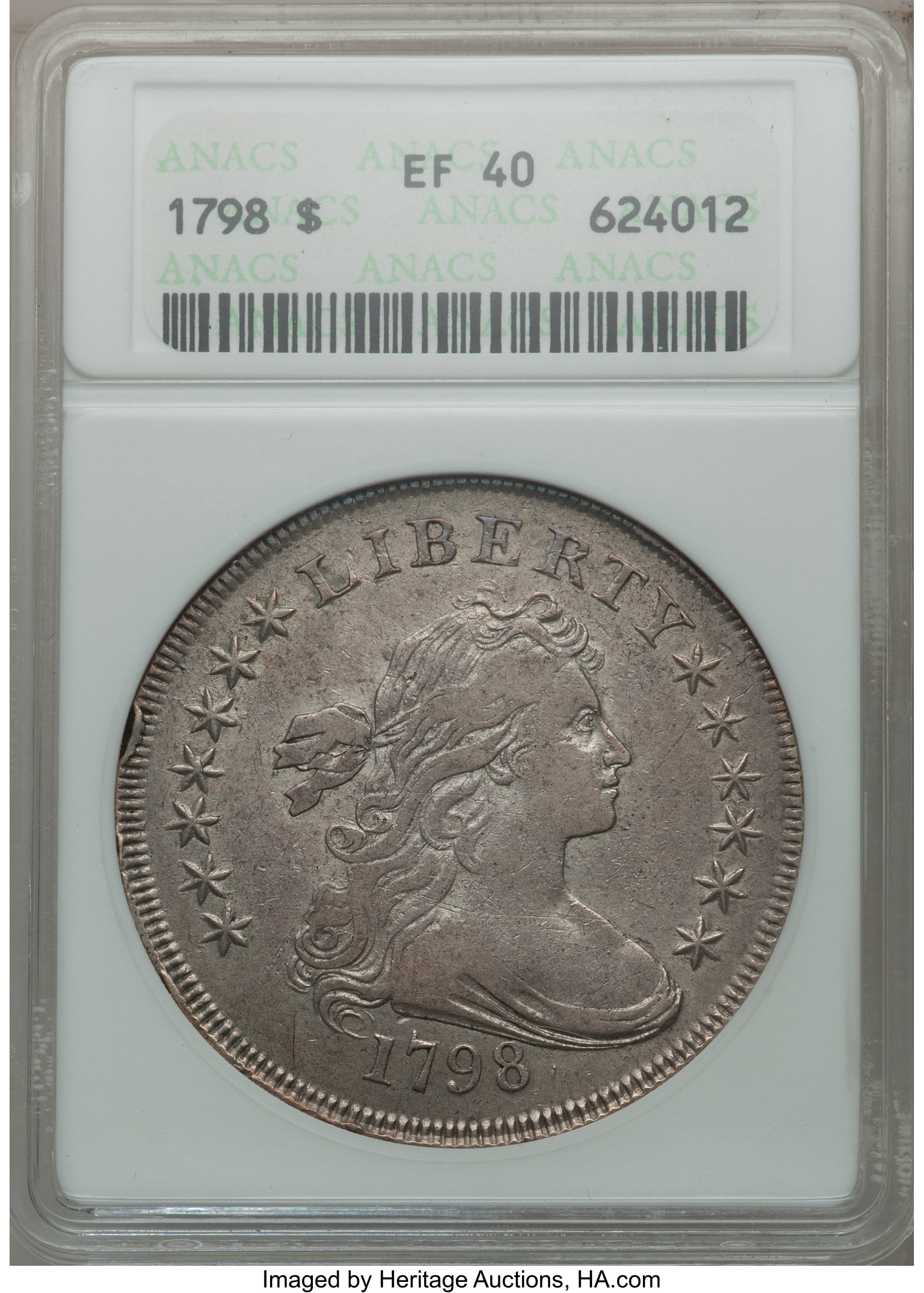 1798 $1  Large Eagle, Knob 9, 10 Arrows, 5 Vertical Lines, B-6, BB-96 XF40 thumbnail 11