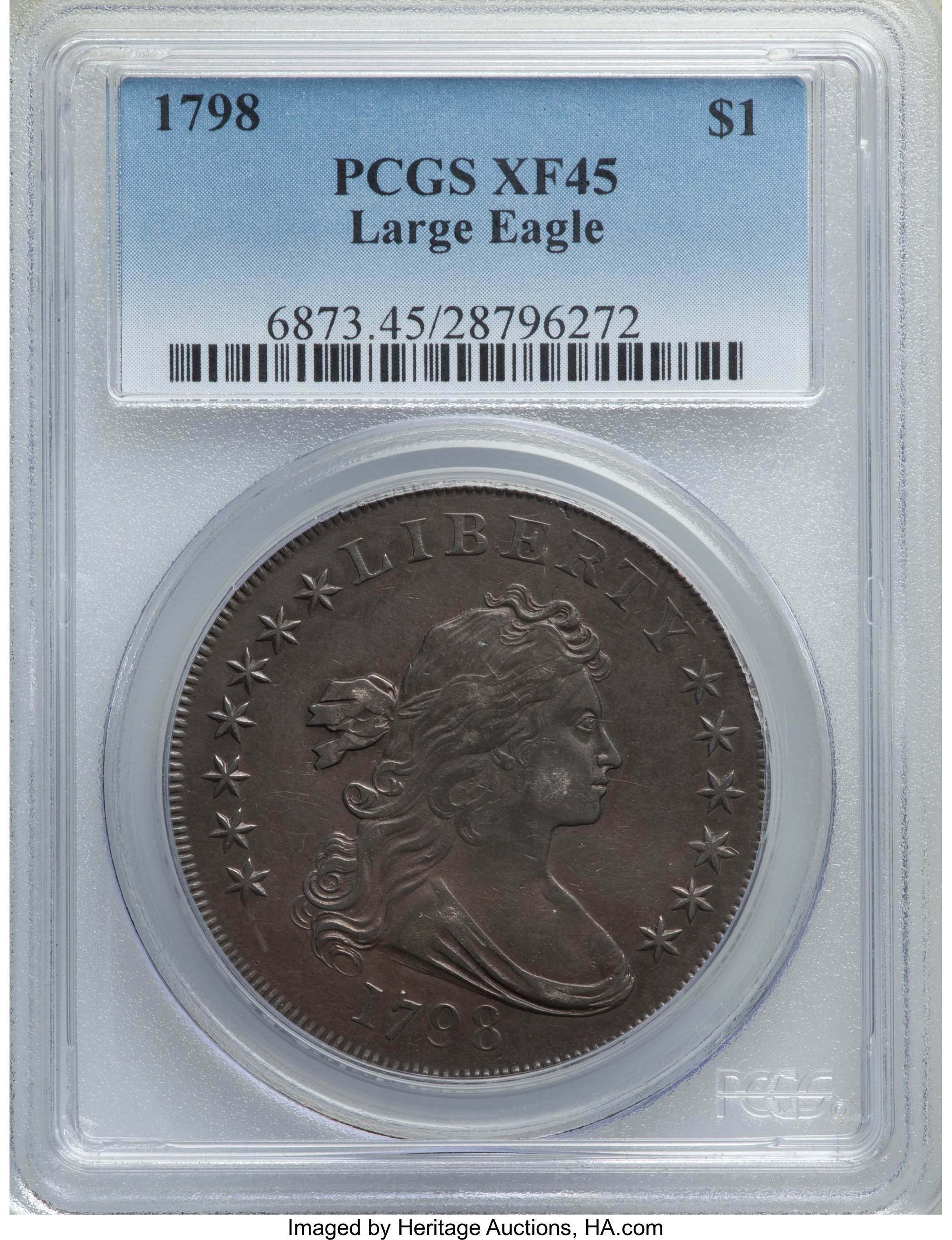 1798 $1  Large Eagle, Pointed 9, 5 Berries, B-11, BB-111 AU50 thumbnail 12