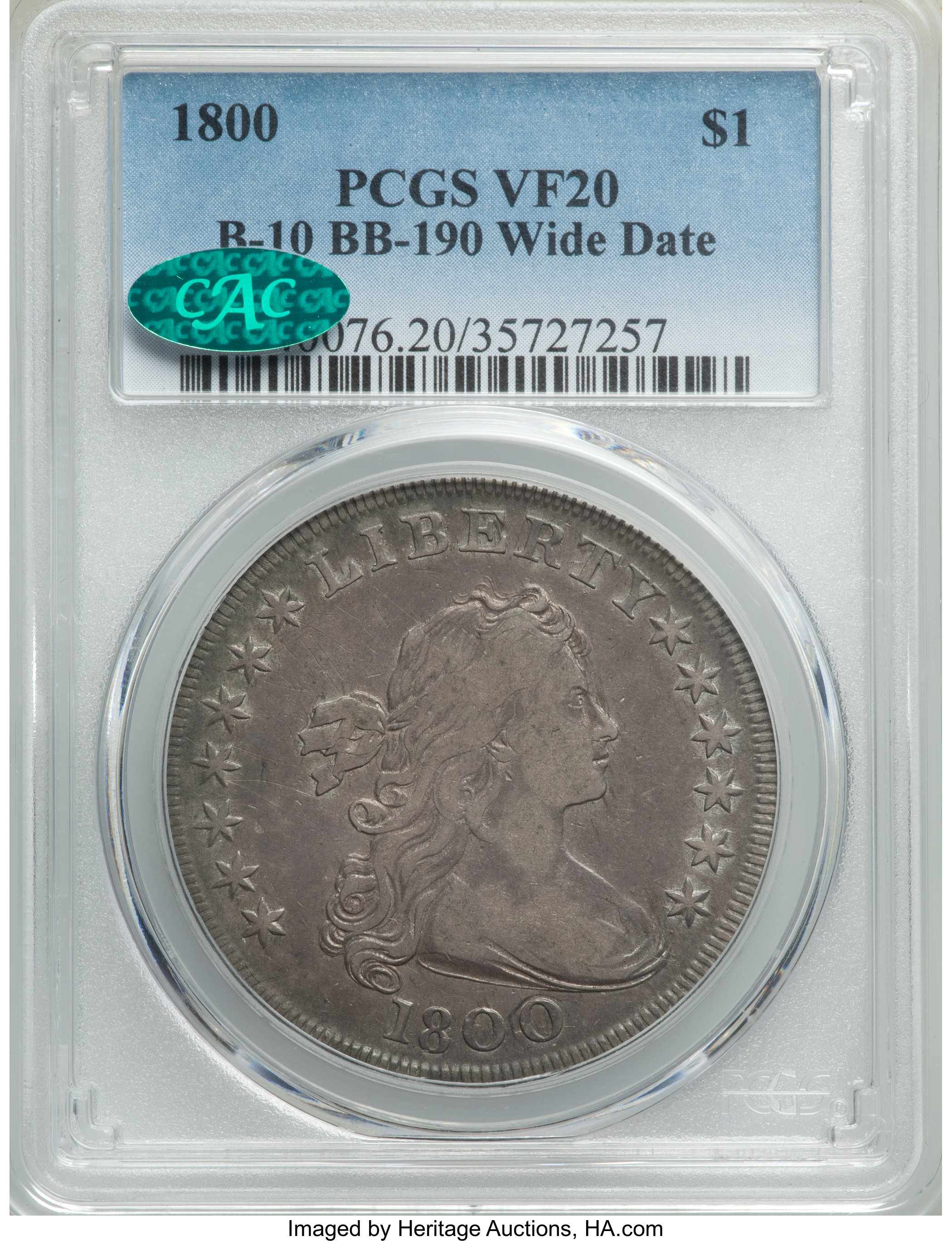 1800 $1  Wide Date, Low 8, B-10, BB-190 G4 thumbnail 20
