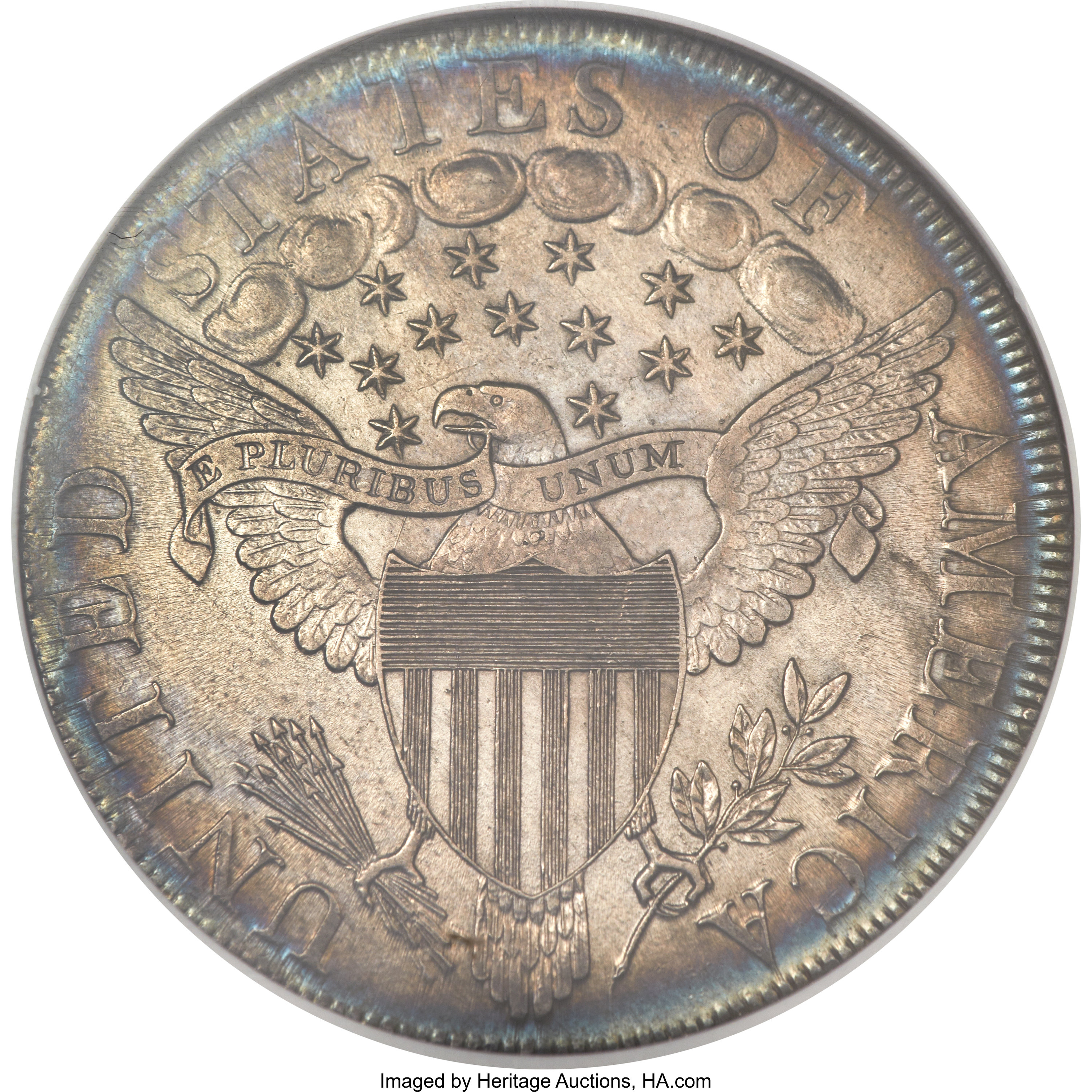 1798 $1  Large Eagle, Pointed 9, Close Date, B-27, BB-113 AU55 CAC thumbnail 6
