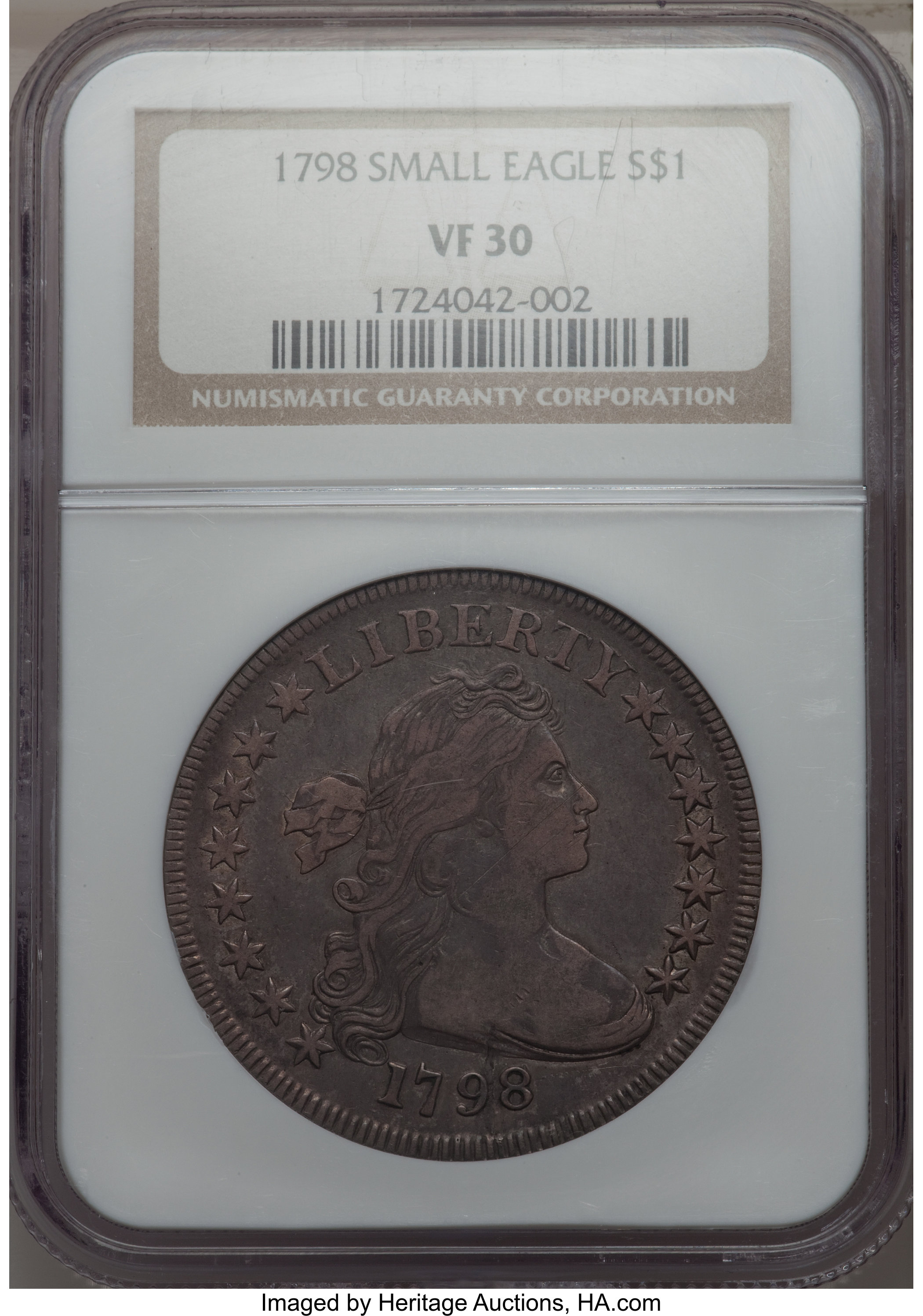 1798 $1  Small Eagle, 15 Stars Obverse, B-2, BB-81 VF30 thumbnail 6