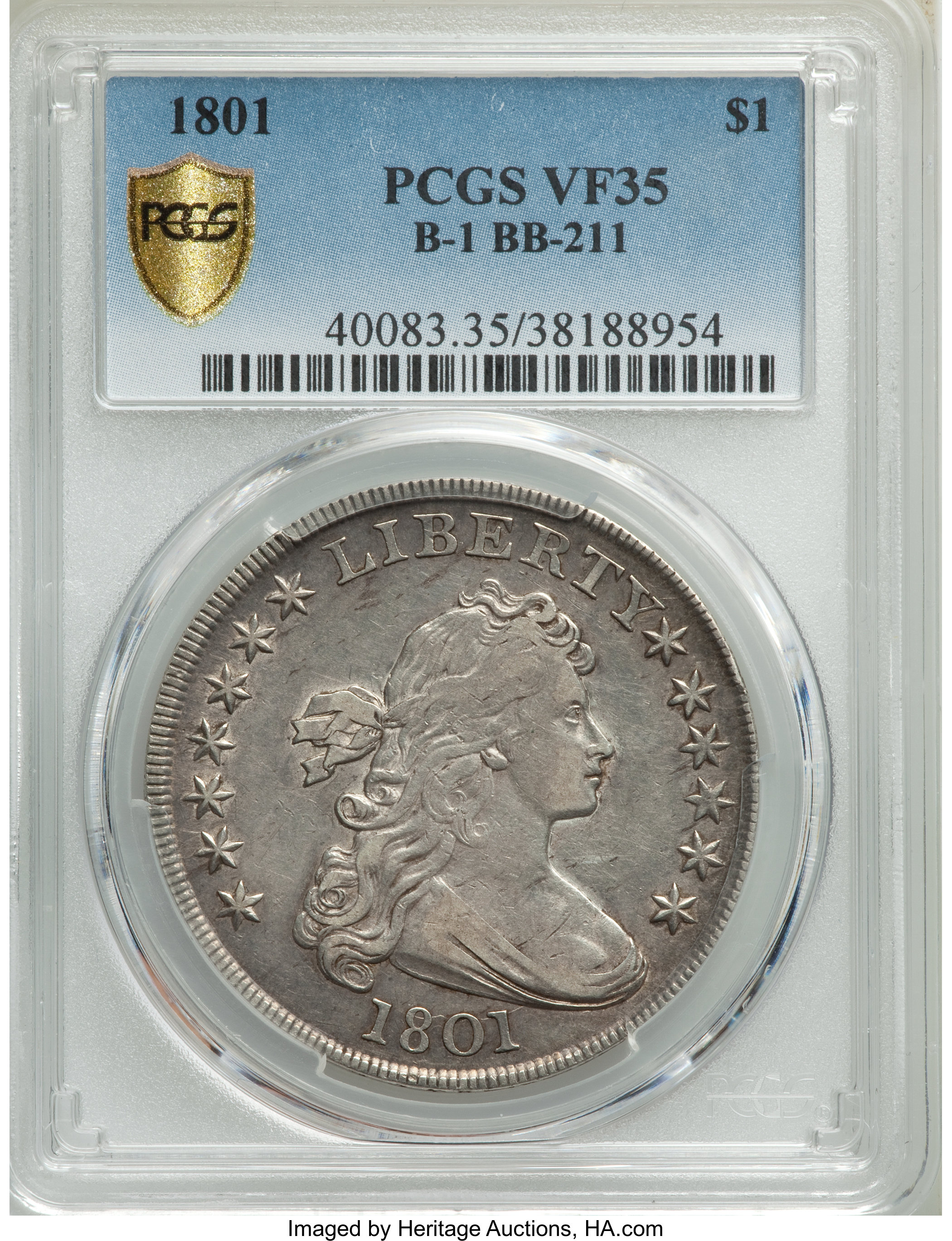 1801 $1  B-1, BB-211 VF35 CAC thumbnail 4
