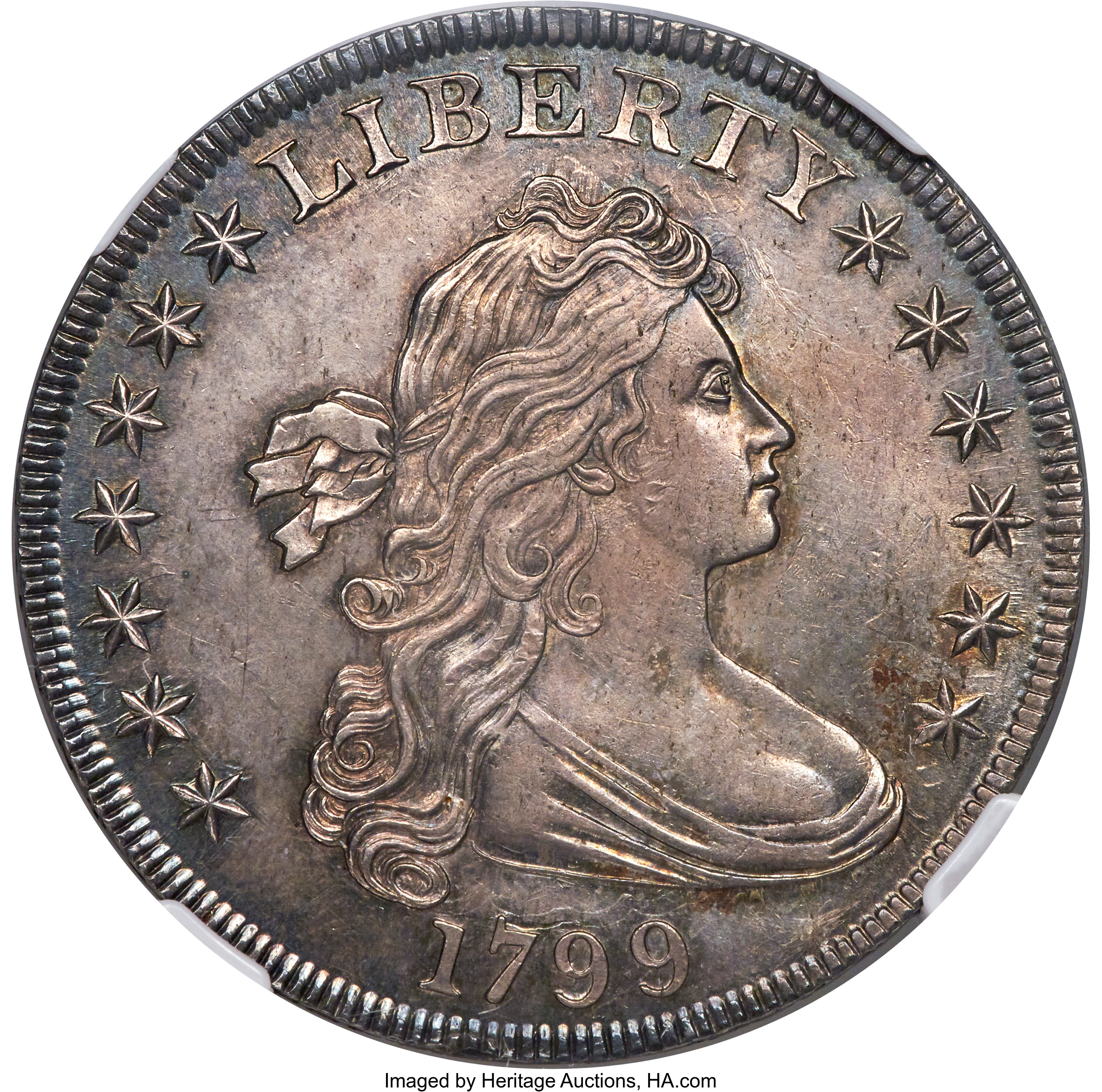 1799 $1 7x6 Stars, B-11, BB-161, R.3, MS63 NGC. ...